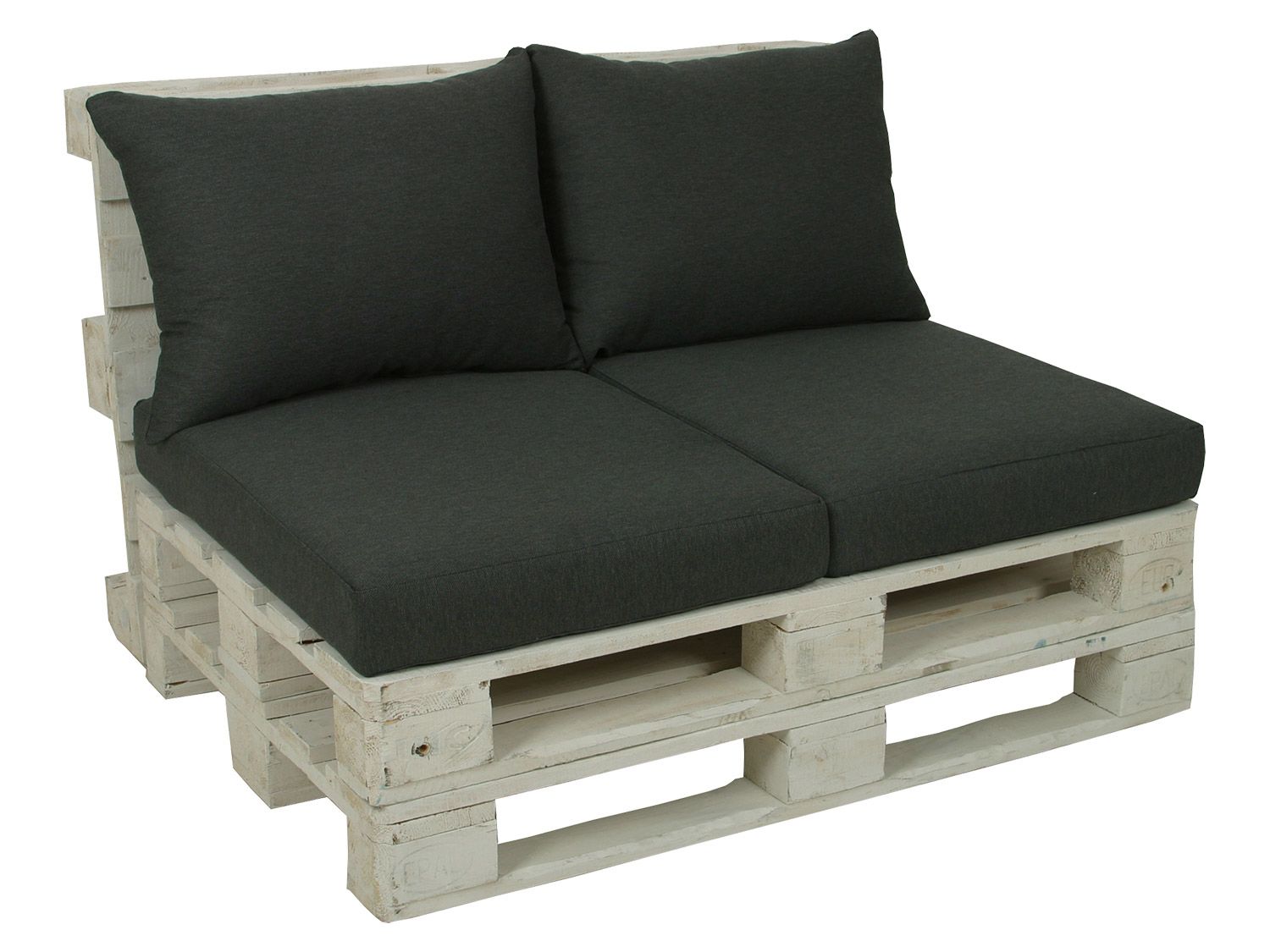GO-DE Textil Loungemöbel Paletten-Kissen Lounge Kissen 2-teilig wasserabweisend (Anthrazit)