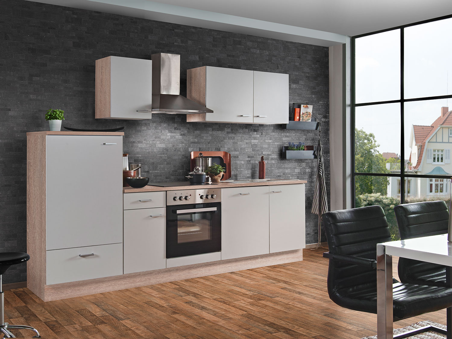 Menke Küchenblock Classic Leerblock 270/280/300/310cm (frei Bordsteinkante, Weiss, 270 cm (mit GS-Blende))