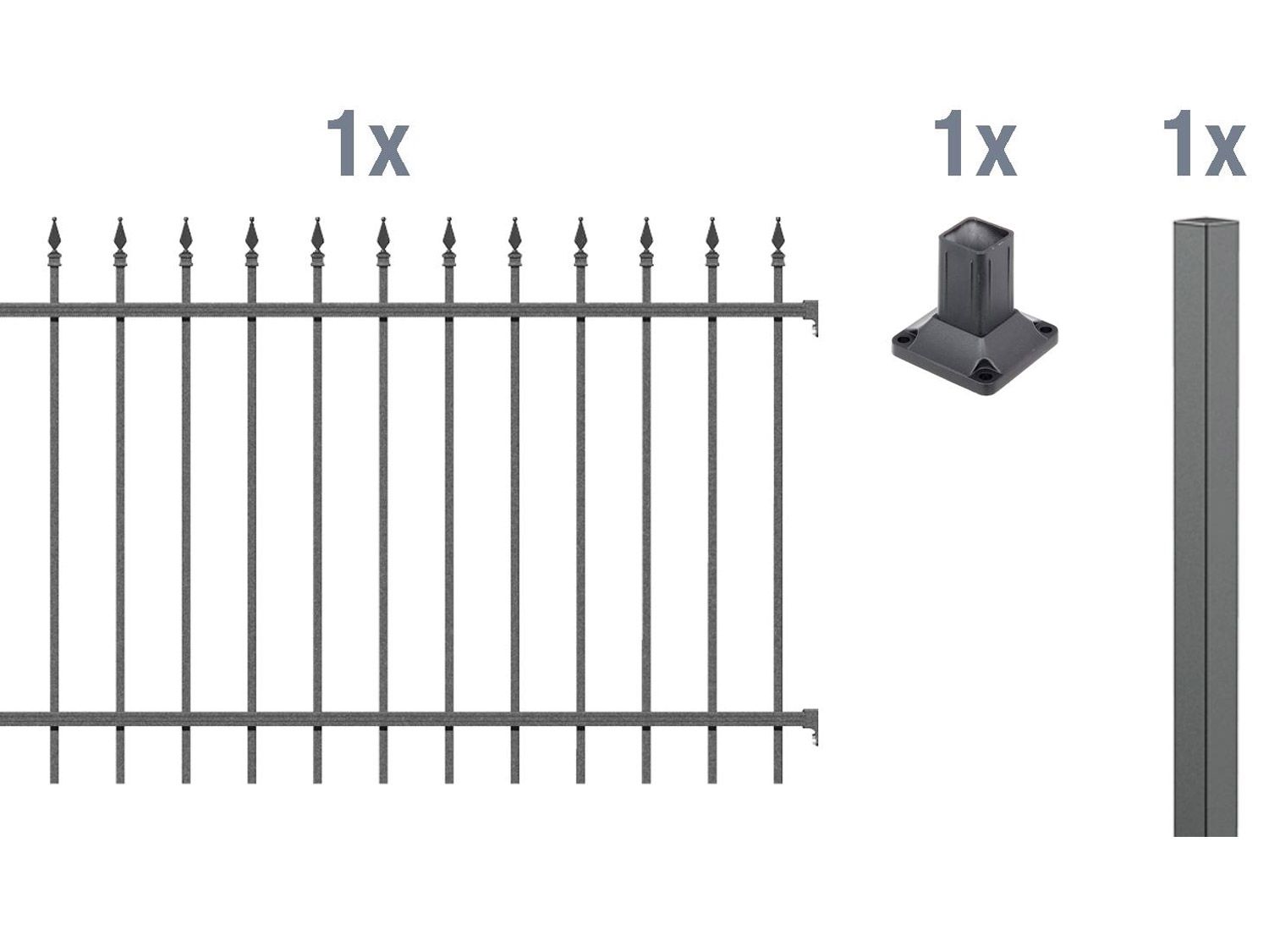 ALBERTS Zaun-Anbauset Chaussee, zum Aufschrauben (Anthrazit, 100 cm)