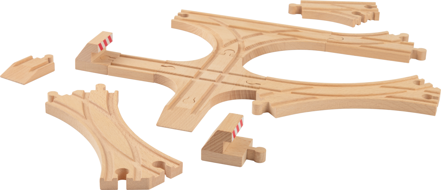 LUPILU® Holz Eisenbahn-Schienenset (Weichen Strecken Set)