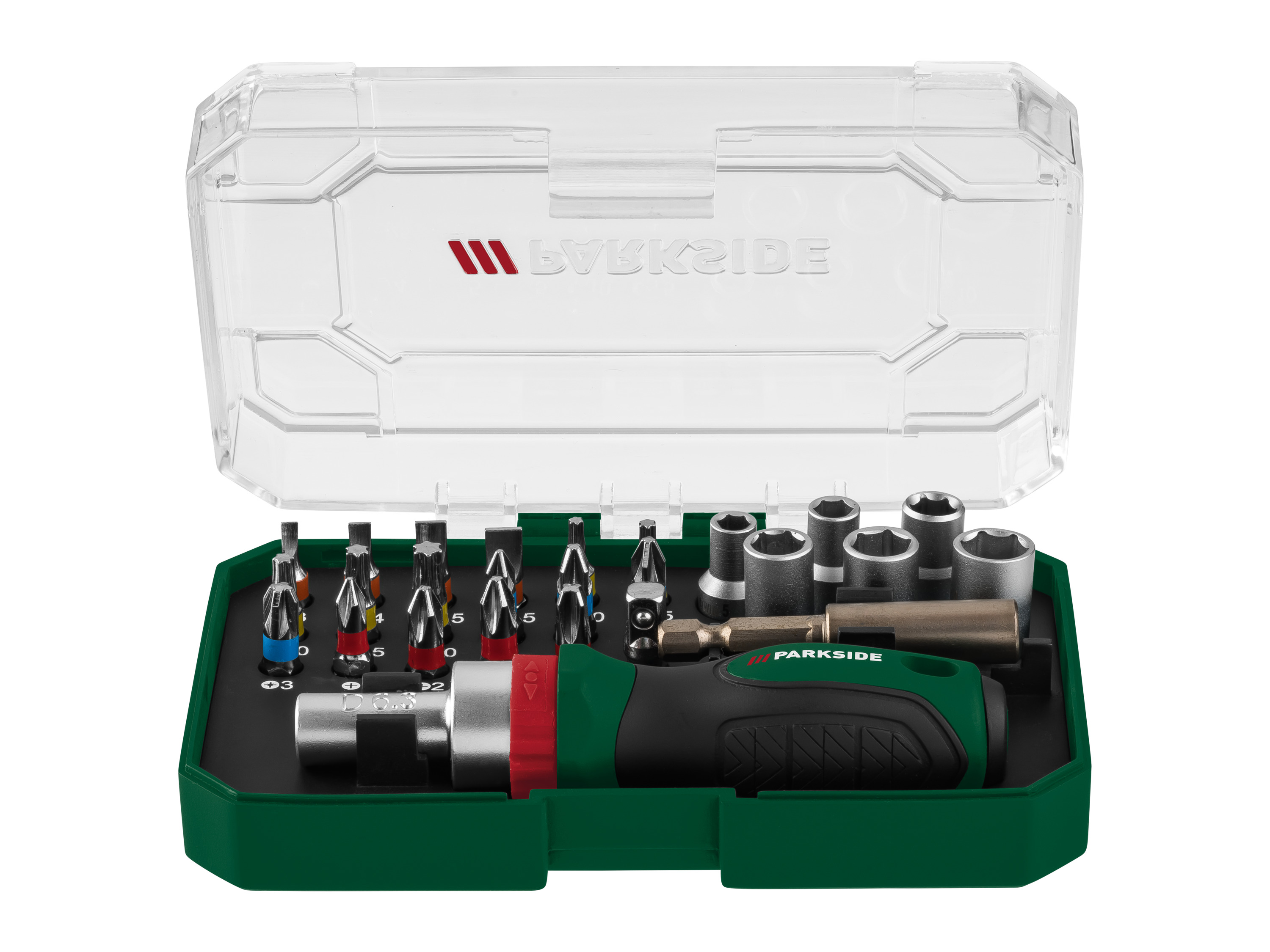 PARKSIDE® Ratschen-Bit- und Steckschlüssel-Set / Bit-Set / Ratschen-Schraubendreher-Bit- und Steckschlüssel-Set (Bit- und Stecknusssatz 6,3 mm)