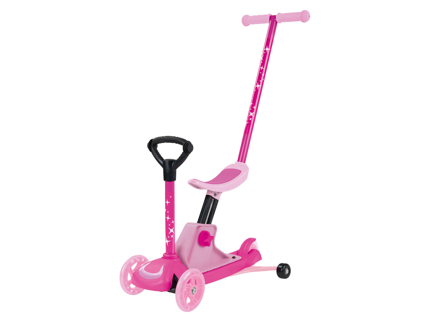 Playtive 4-in-1 Kleinkinder Scooter,  mit höhenverstellbarem Sattel (pink)