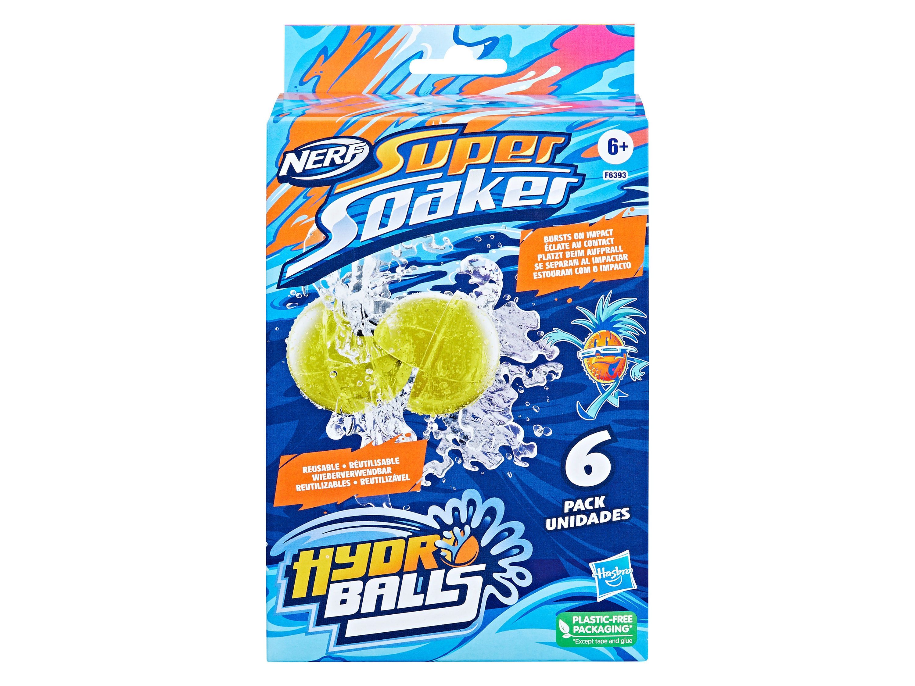 Nerf Super Soaker Hydro Balls, Wasserbomben, 6er-Pack, wiederverwendbar