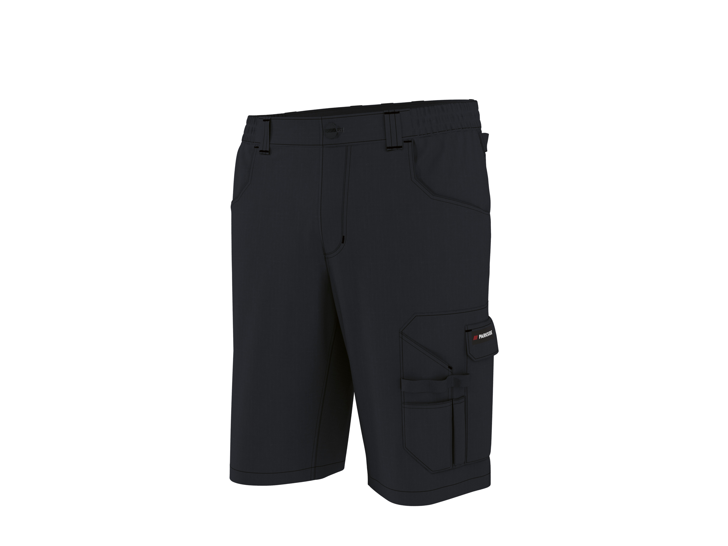 PARKSIDE® Herren Arbeitshose kurz Ripstop (Schwarz, 56)