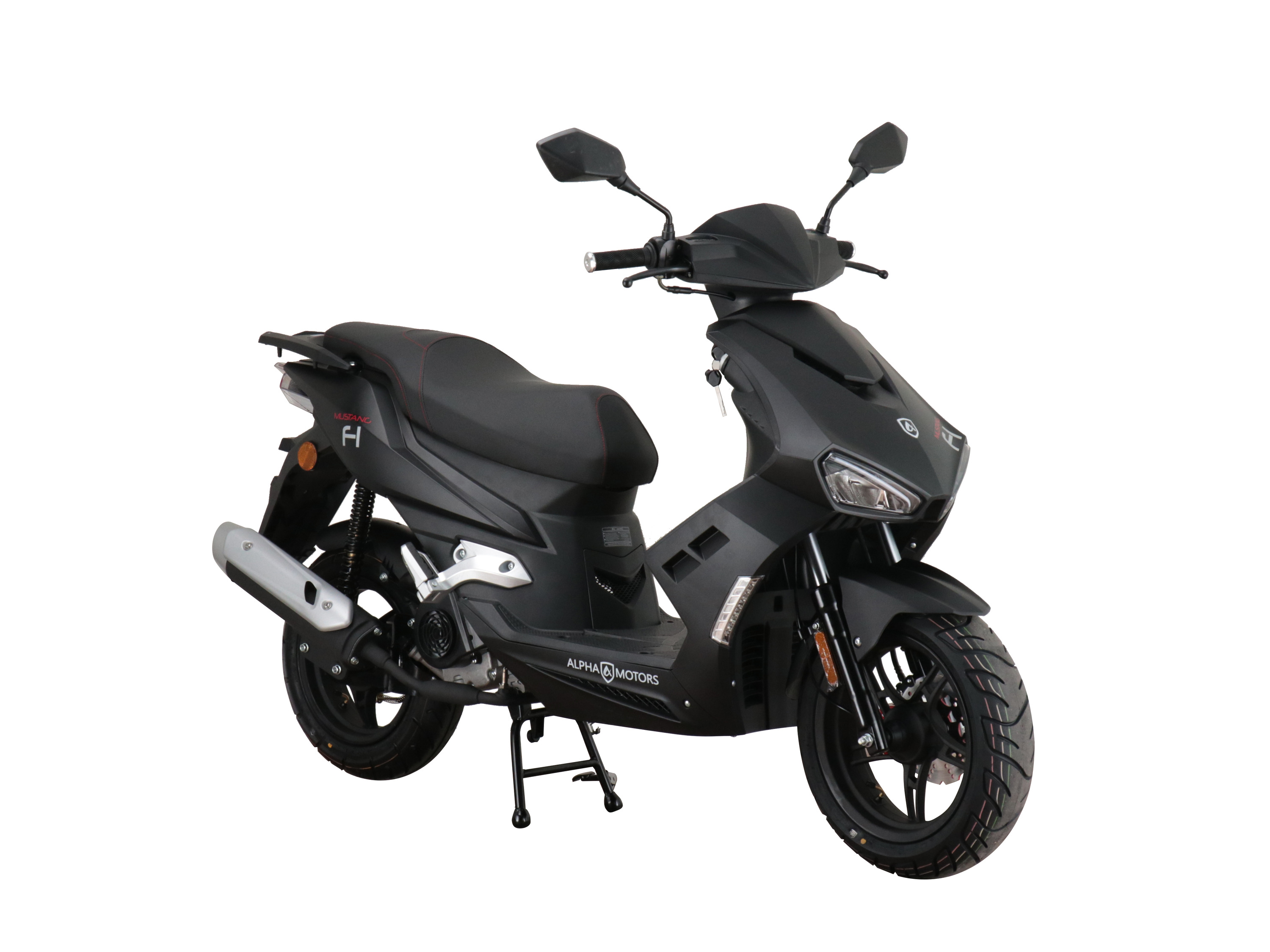 ALPHA MOTORS Motorroller Mustang FI 50 ccm 45 km/h EURO 5 (Mattschwarz)
