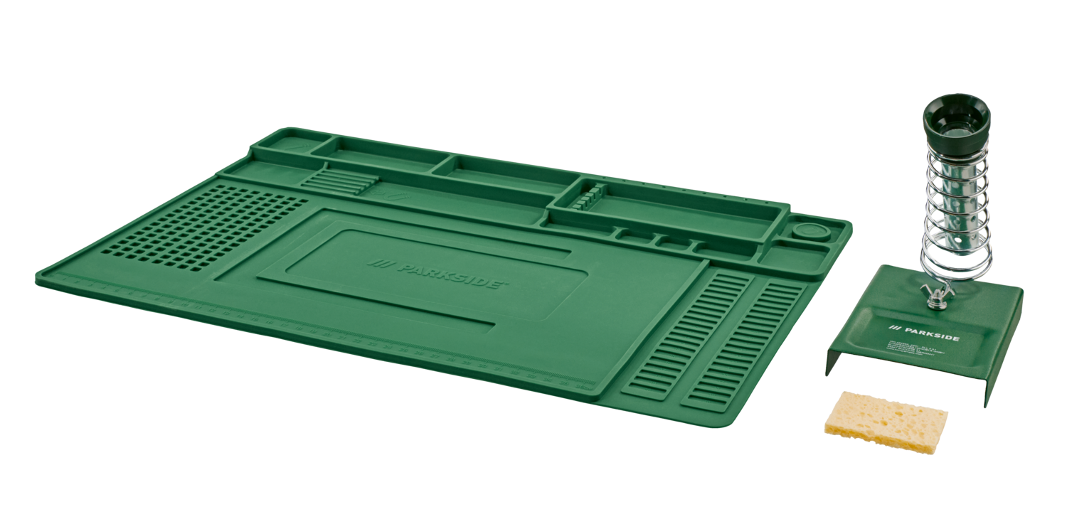 PARKSIDE® Seitenschneider Set (3-teilig)/ Lötmatte, Lötkolbenhalter Set (2-teilig)/ Löthilfe mit Beleuchtung (Lötkolbenständer Set)