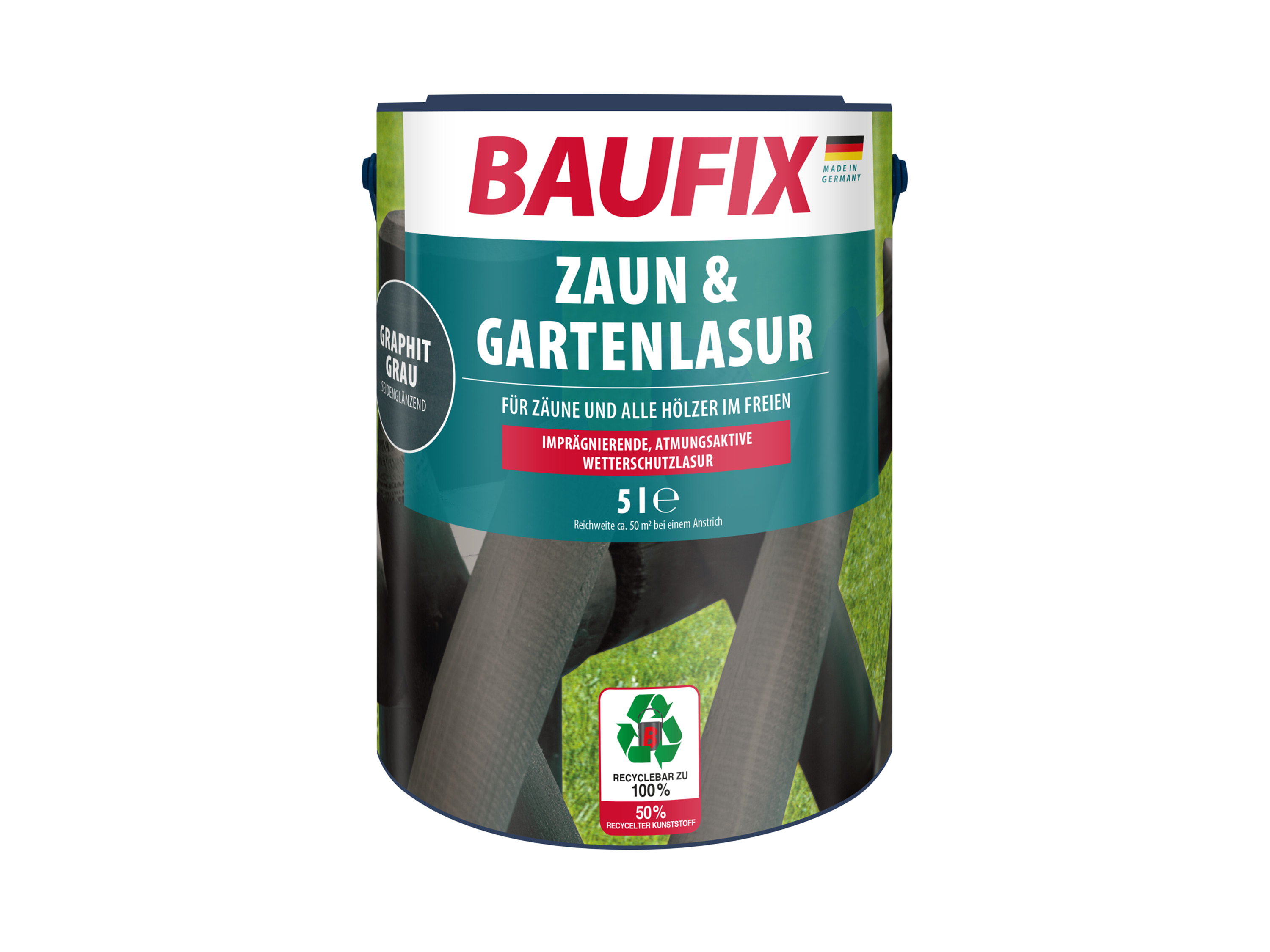 BAUFIX Zaun- und Gartenlasur, 5 Liter (graphitgrau seidenglänzend)
