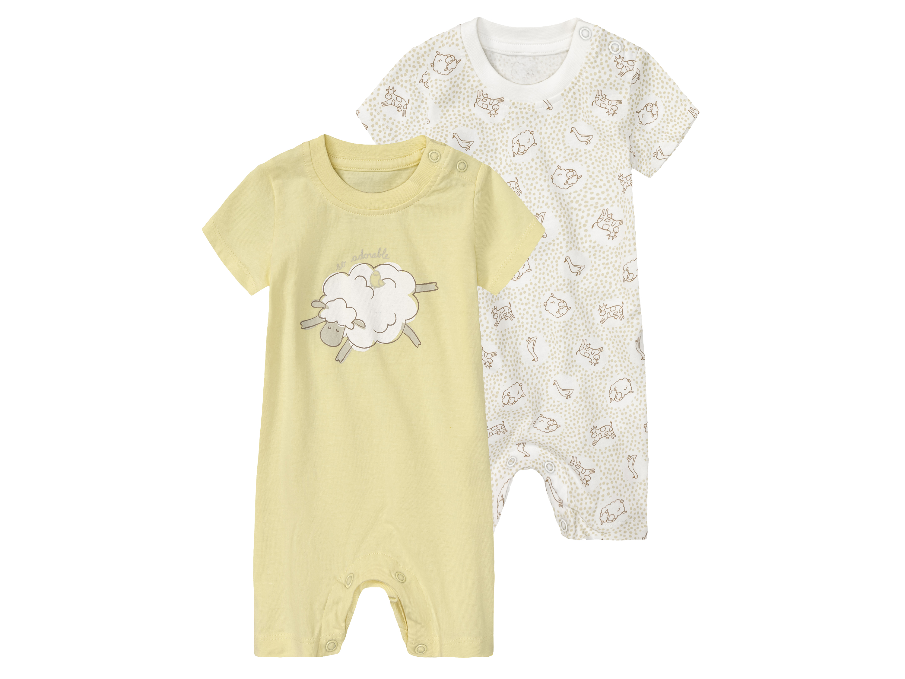 lupilu® Baby Pyjama, 2 Stück (beige/gelb, 50)