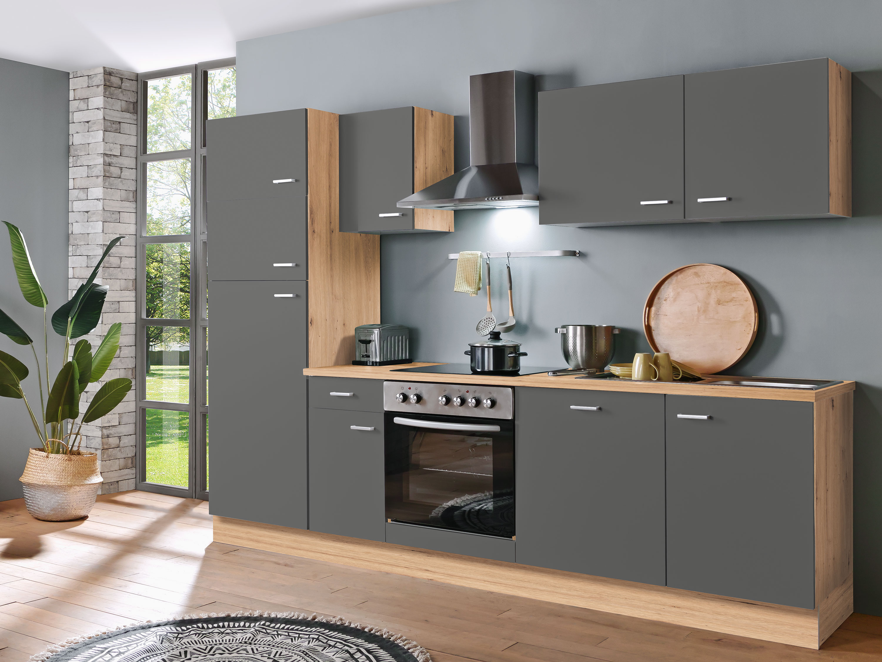 Menke Küchenblock Classic 1 (mit Geschirrspüler, 270 cm, Artisan, Graphite, frei Verwendungsstelle)