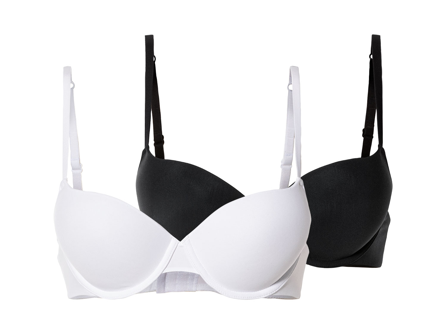 esmara® Damen Push Up BHs 2er Set (Schwarz/weiß, 70A)