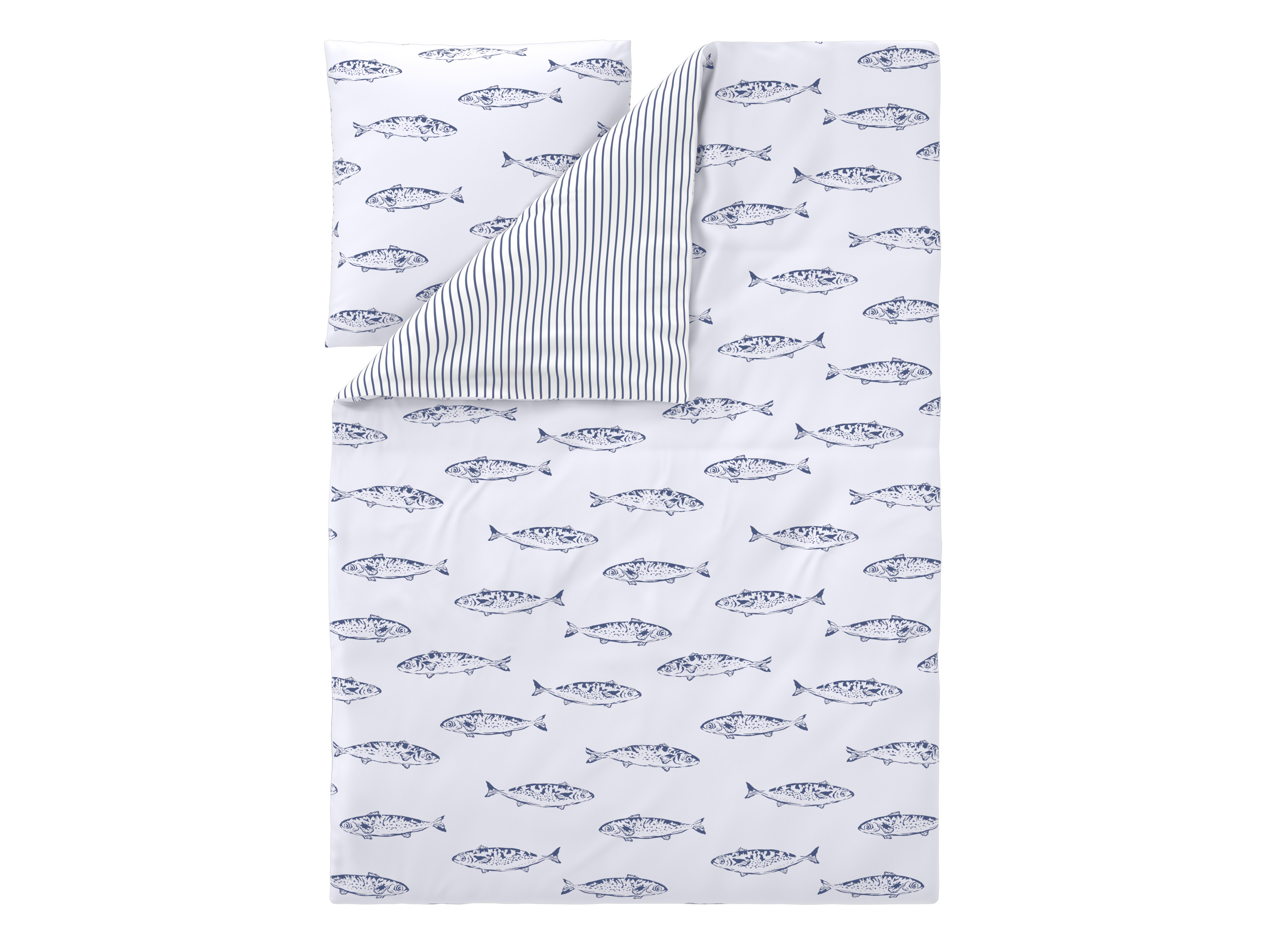 LIVARNO® Edel-Renforcé-Bettwäsche, 135 x 200 cm (Fische)