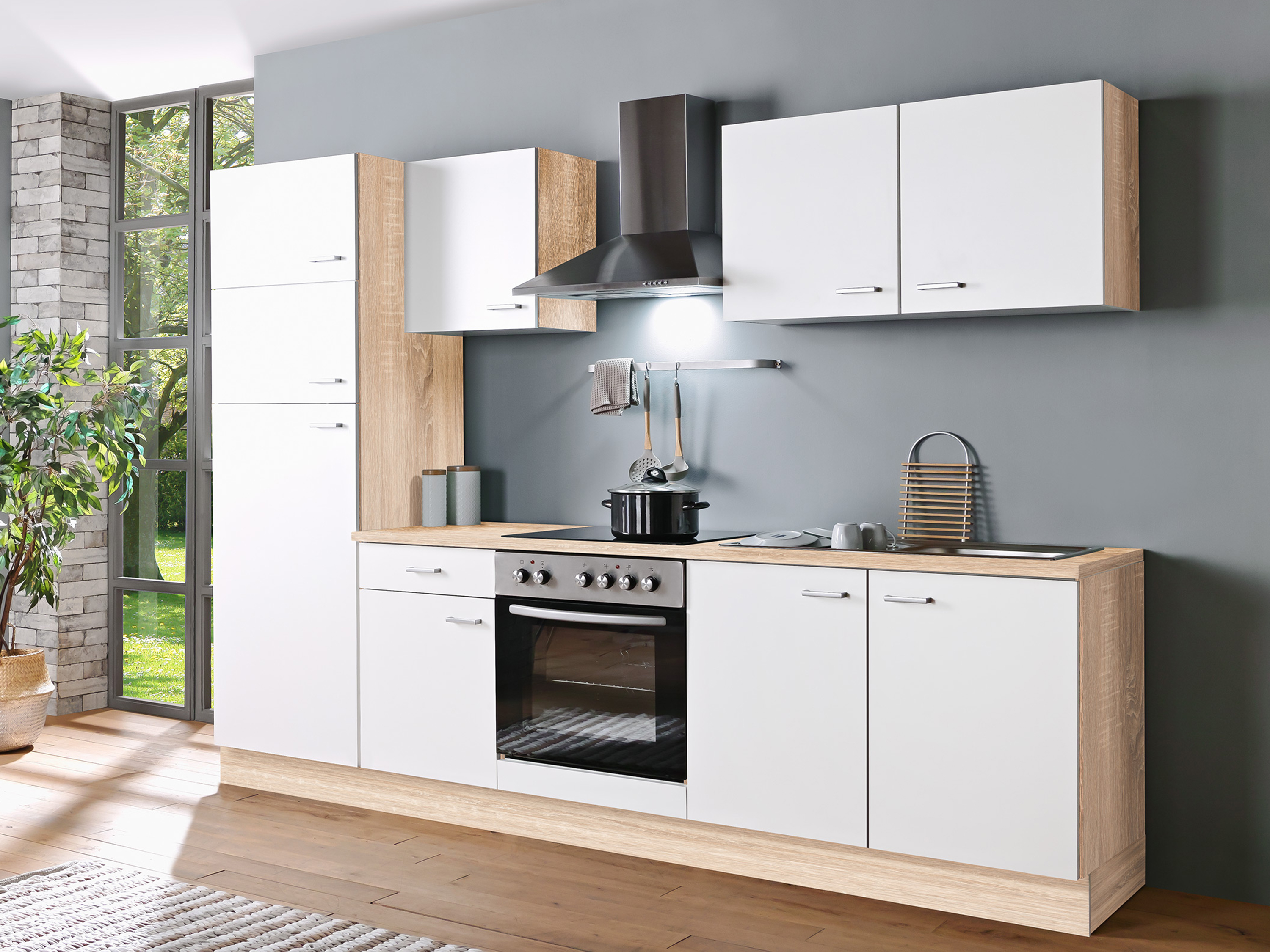 Menke Küchenblock Classic 1 (ohne Geschirrspüler, 270 cm, Weiß, frei Verwendungsstelle)''