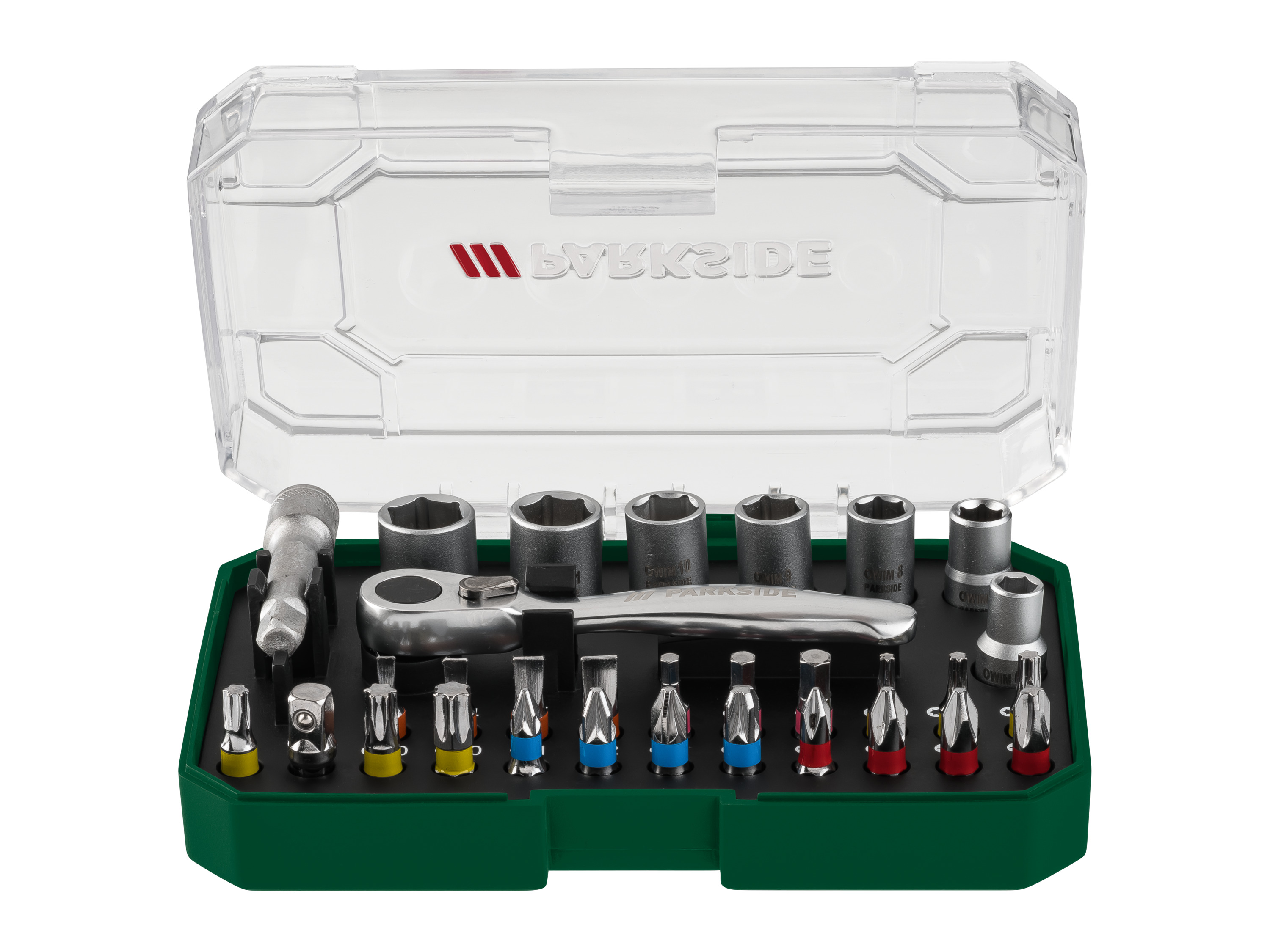 PARKSIDE® Ratschen-Bit- und Steckschlüssel-Set / Bit-Set / Ratschen-Schraubendreher-Bit- und Steckschlüssel-Set (Ratschen Bit Set 31-tlg.)