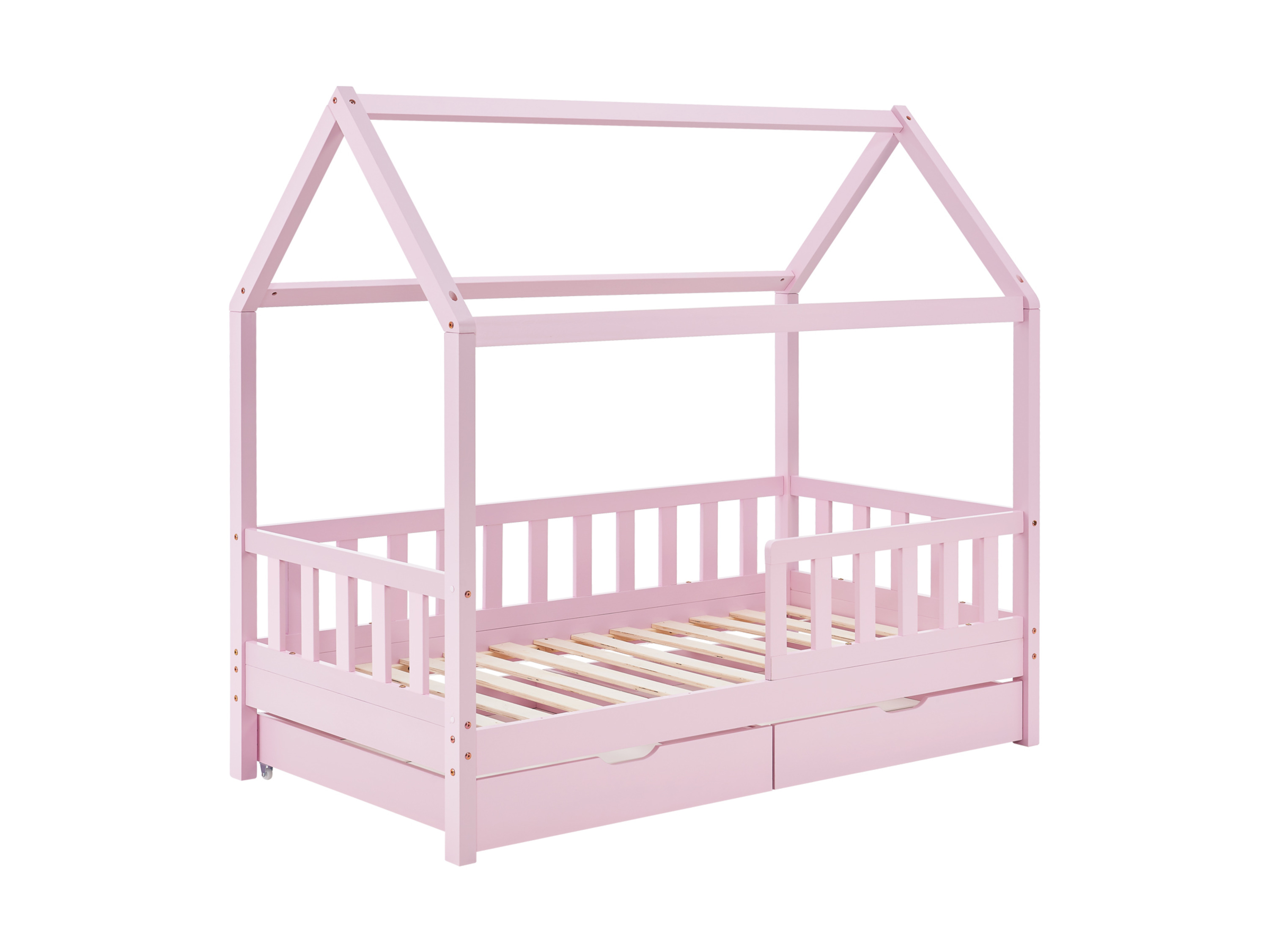 Juskys Kinderbett Marli_STR_OS (rose mit Bettkasten, 160 x 80 cm)