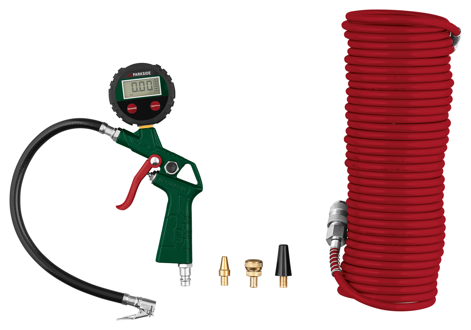 PARKSIDE® Digitaler Reifenfüller »PDLD 10 C2«, inkl. Druckluft-Spiralschlauch 10 m