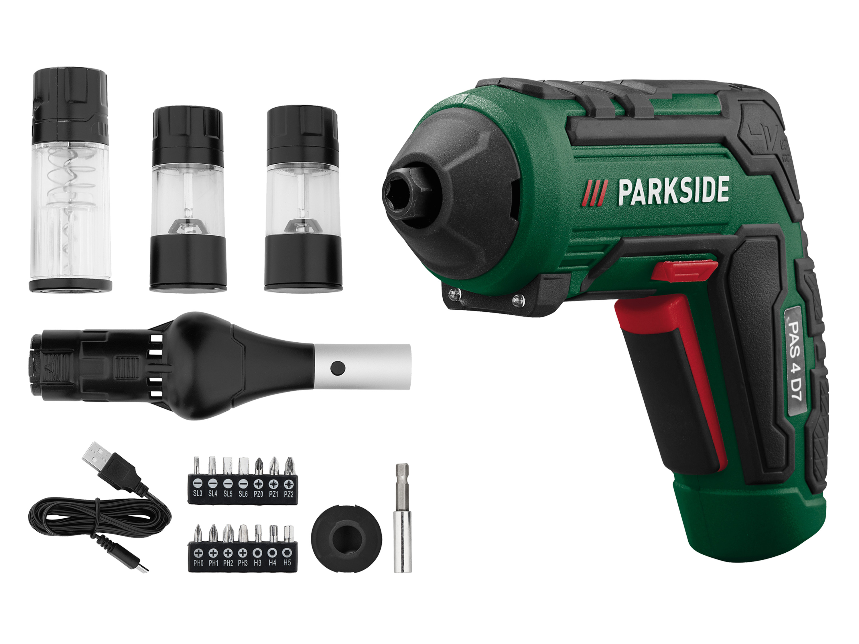 PARKSIDE® 4 V Akkuschrauber-Set »PAS 4 D7«, mit 4 BBQ-Aufsätzen''