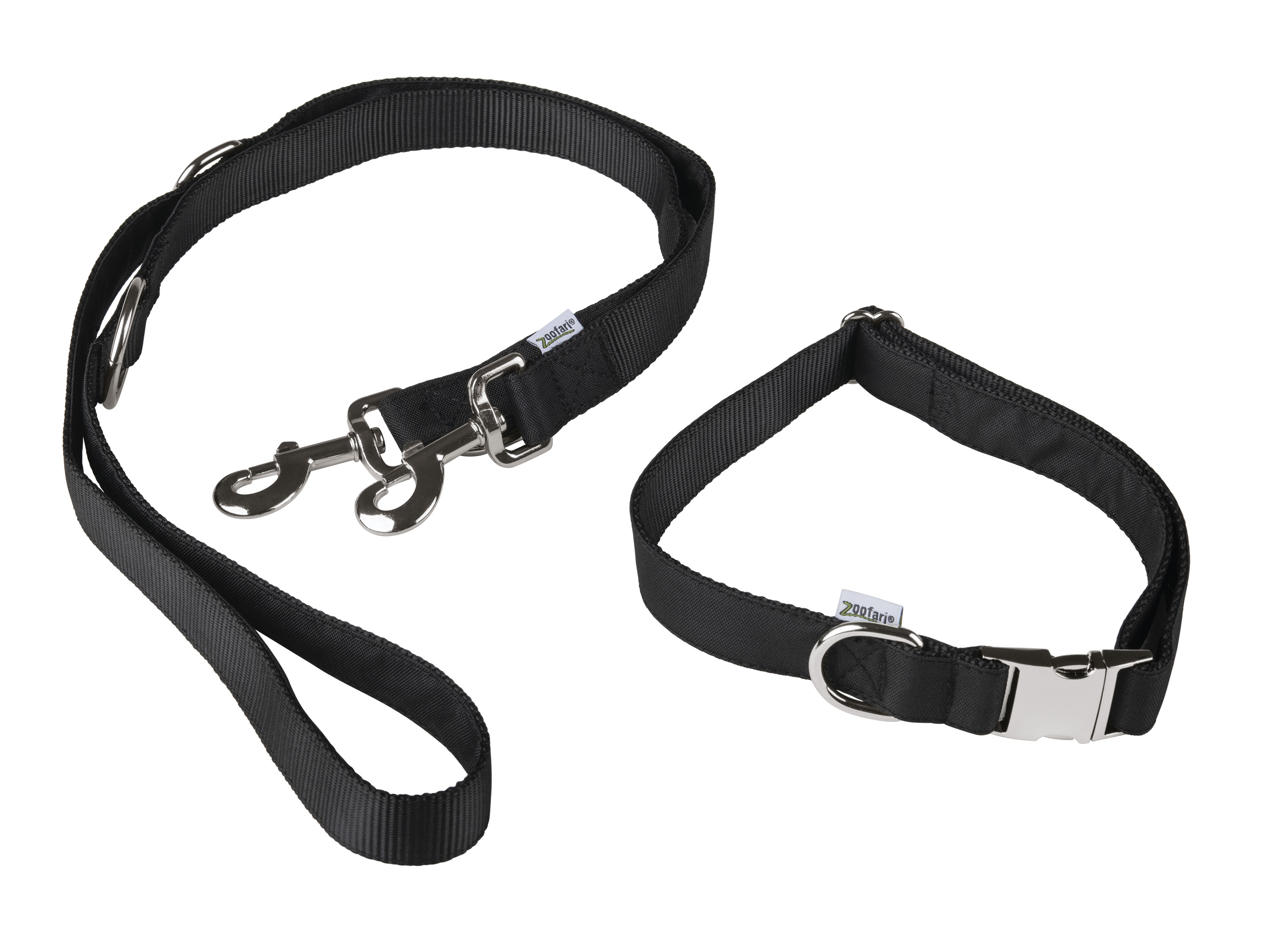 ZOOFARI® Set Hundehalsband und Hundeleine (Schwarz, M)