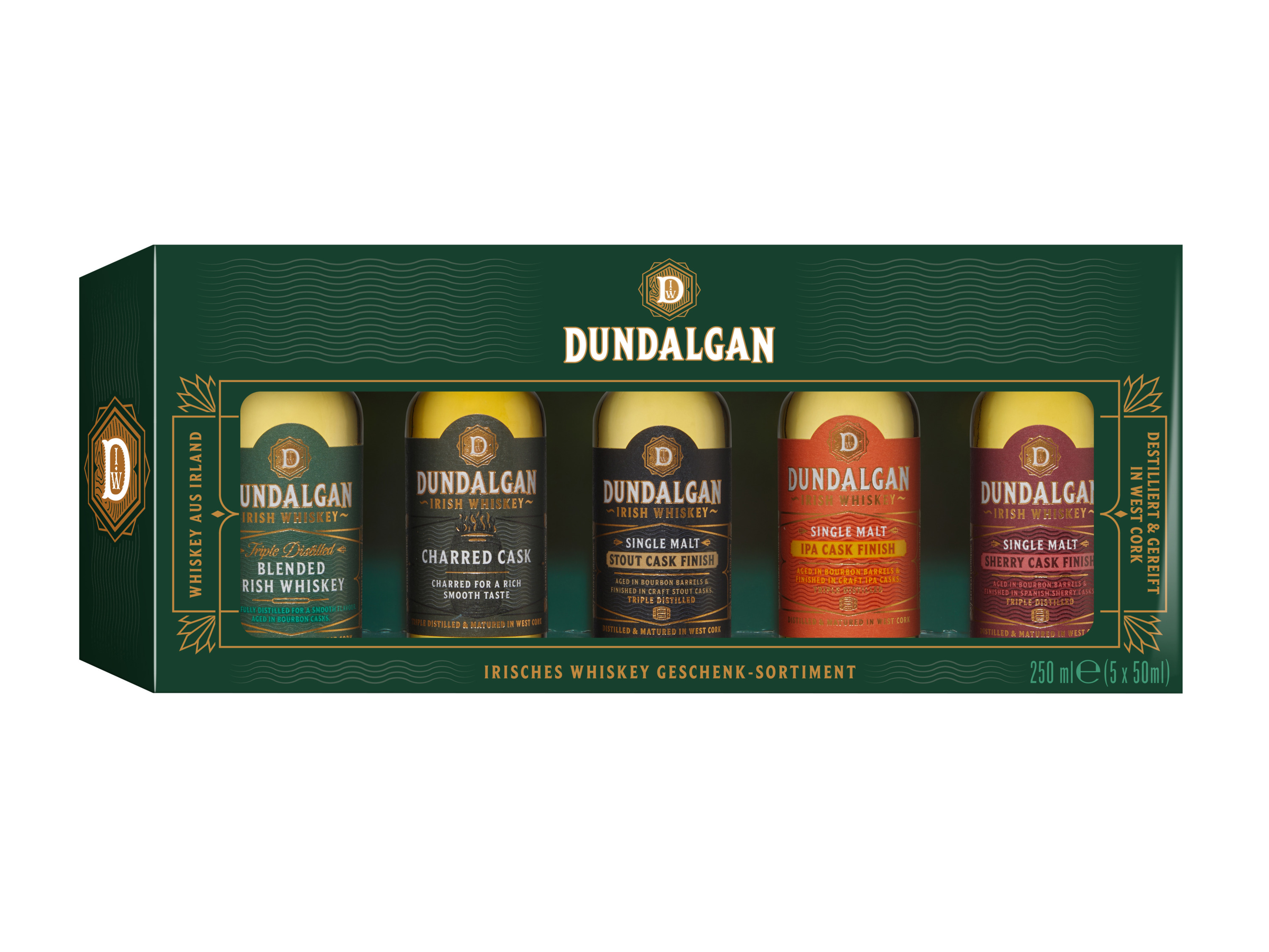 5 x 50 ml Dundalgan Irish Whiskey Miniatur Geschenkset''