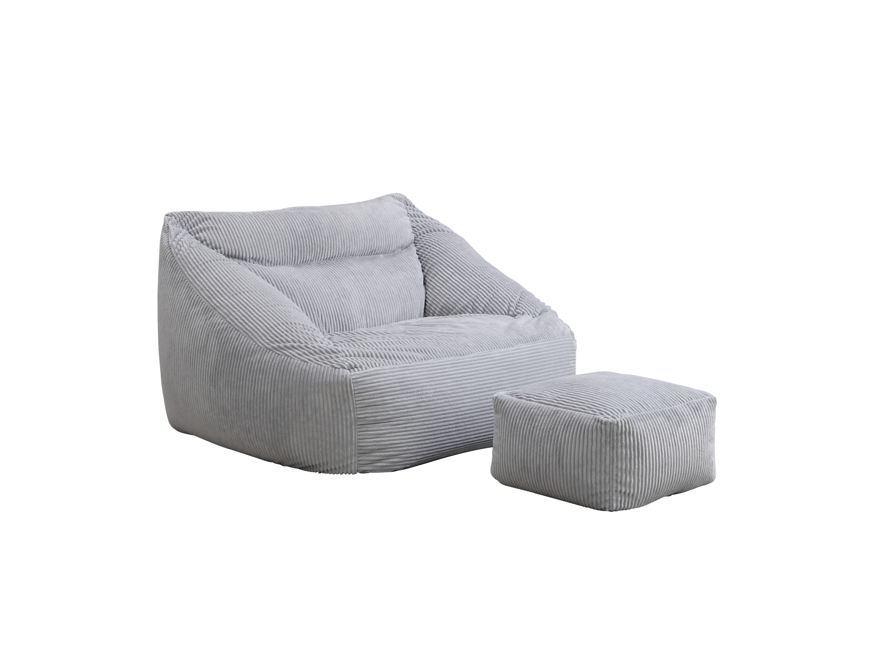 HOME DELUXE Sitzsack COZY inkl. Hocker (Hellgrau)