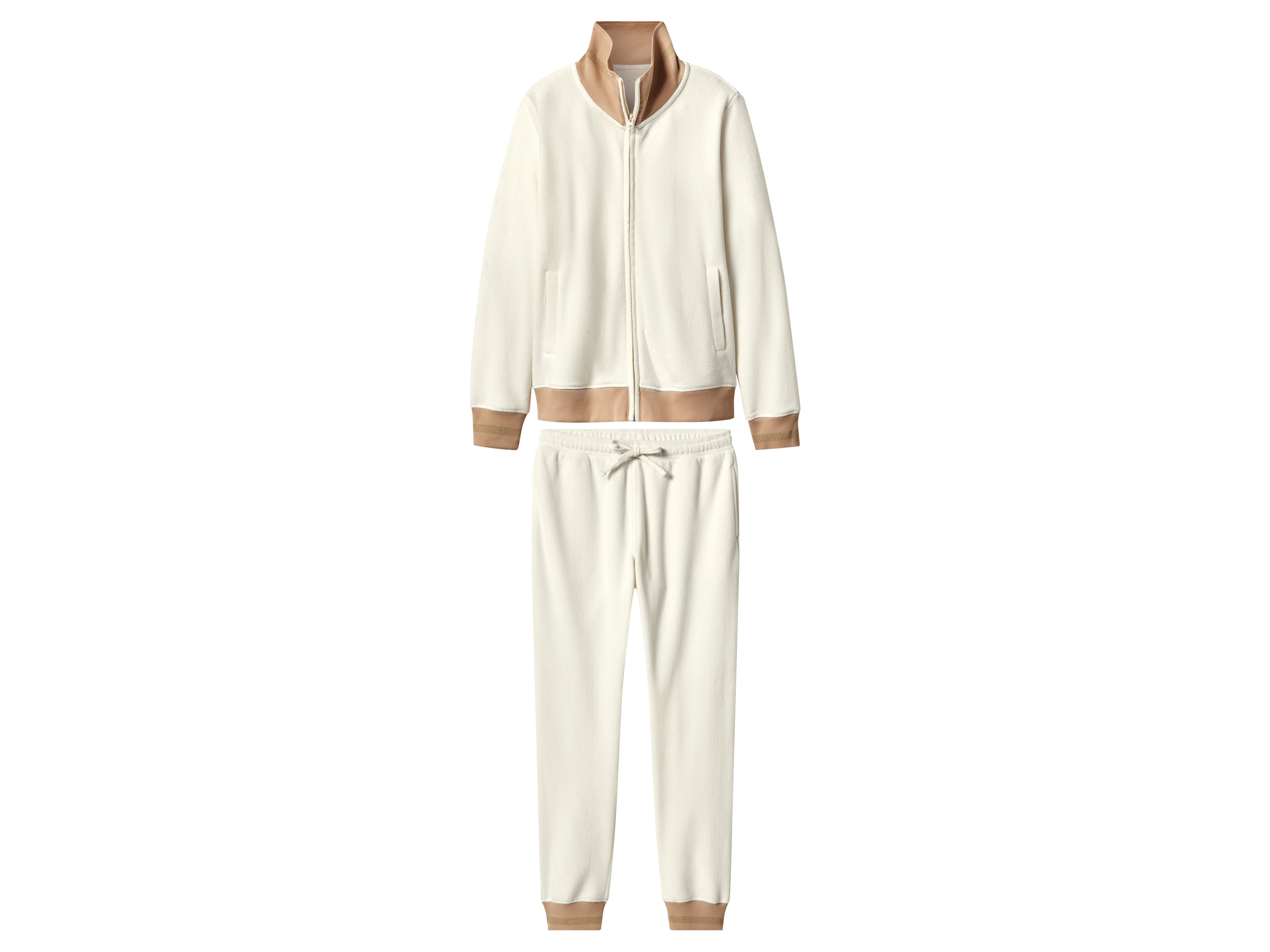 ESMARA® Damen Fleece-Wellnessanzug, Fleece-Wellnessanzug (Weiß, M(40/42))