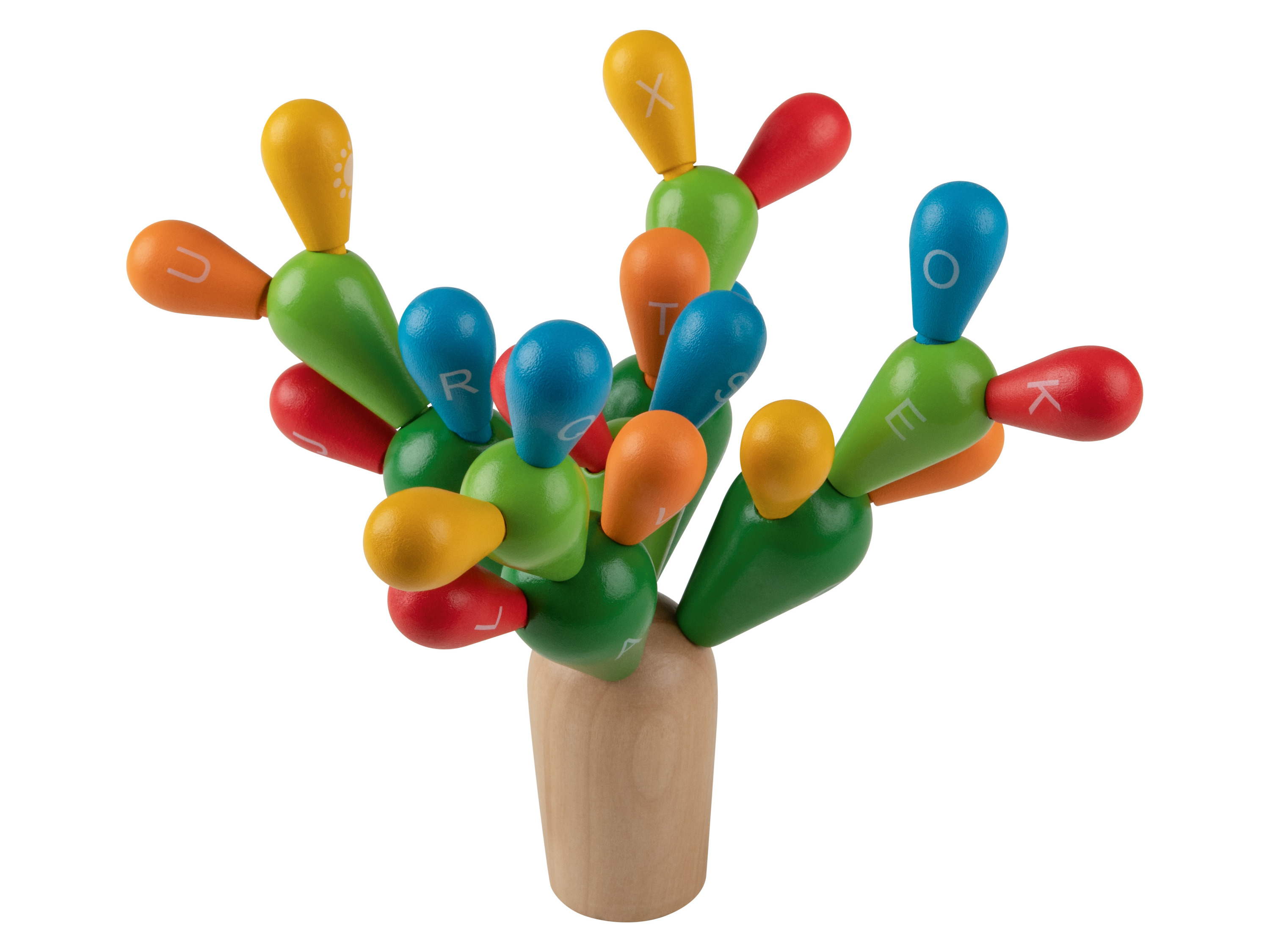 lupilu® Stäbchen-Spiel / Holz-Gedächtnisspiel / Buchstabenwürfel-Spiel / Karotten-Steckspiel / Kaktus-Steckspiel  (Holzbalance-Kaktus)