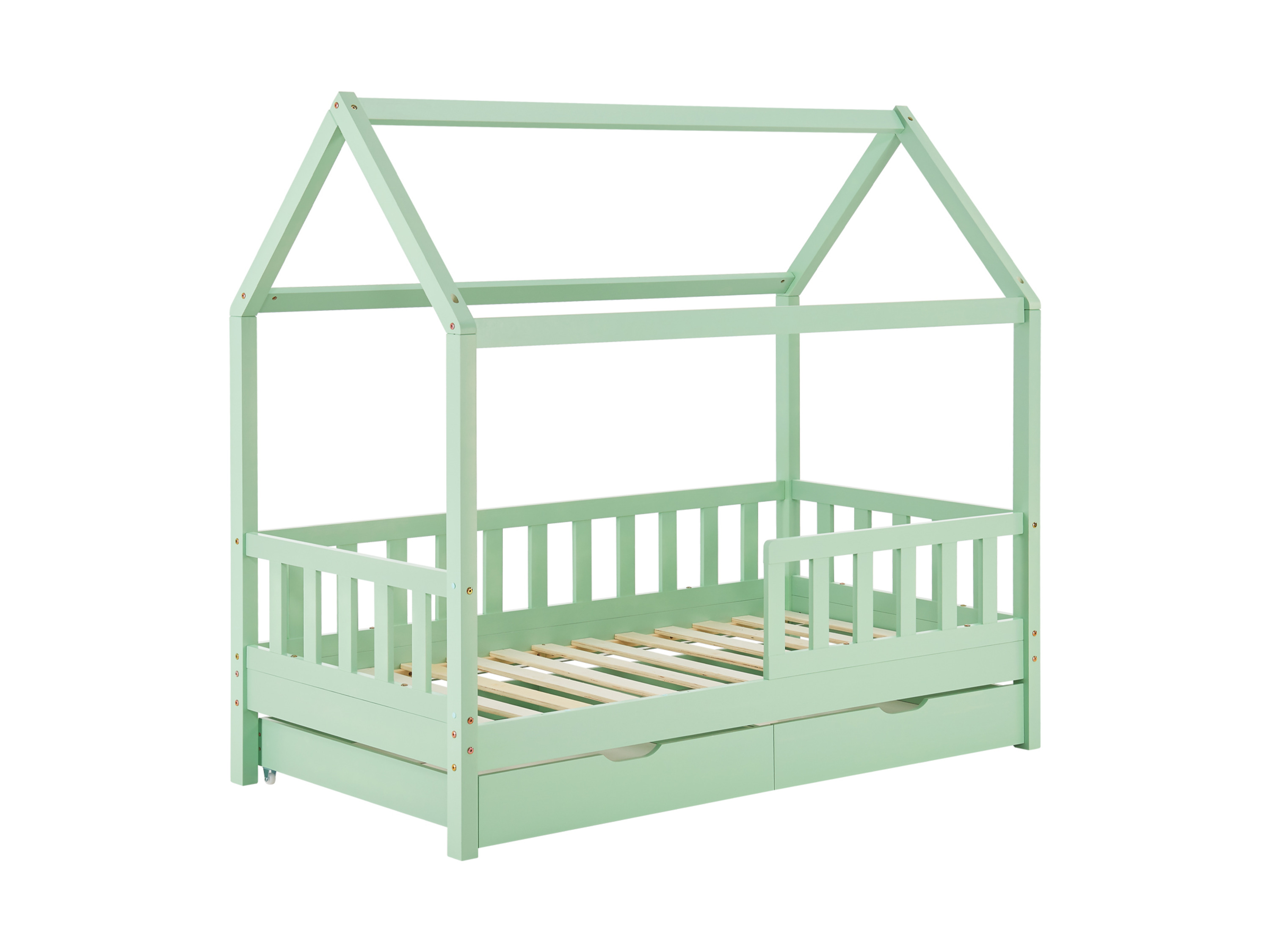 Juskys Kinderbett Marli_STR_OS (mint mit Bettkasten, 160 x 80 cm)
