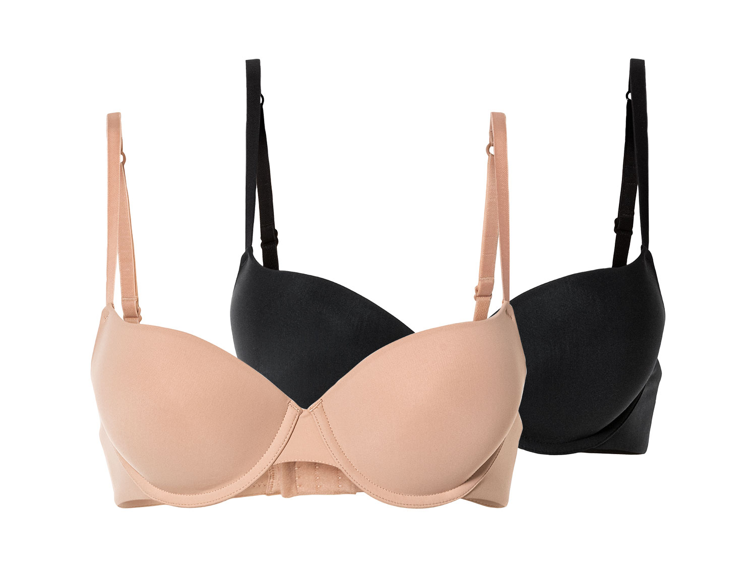 esmara® Damen Push Up BHs 2er Set (70A, schwarz/beige)