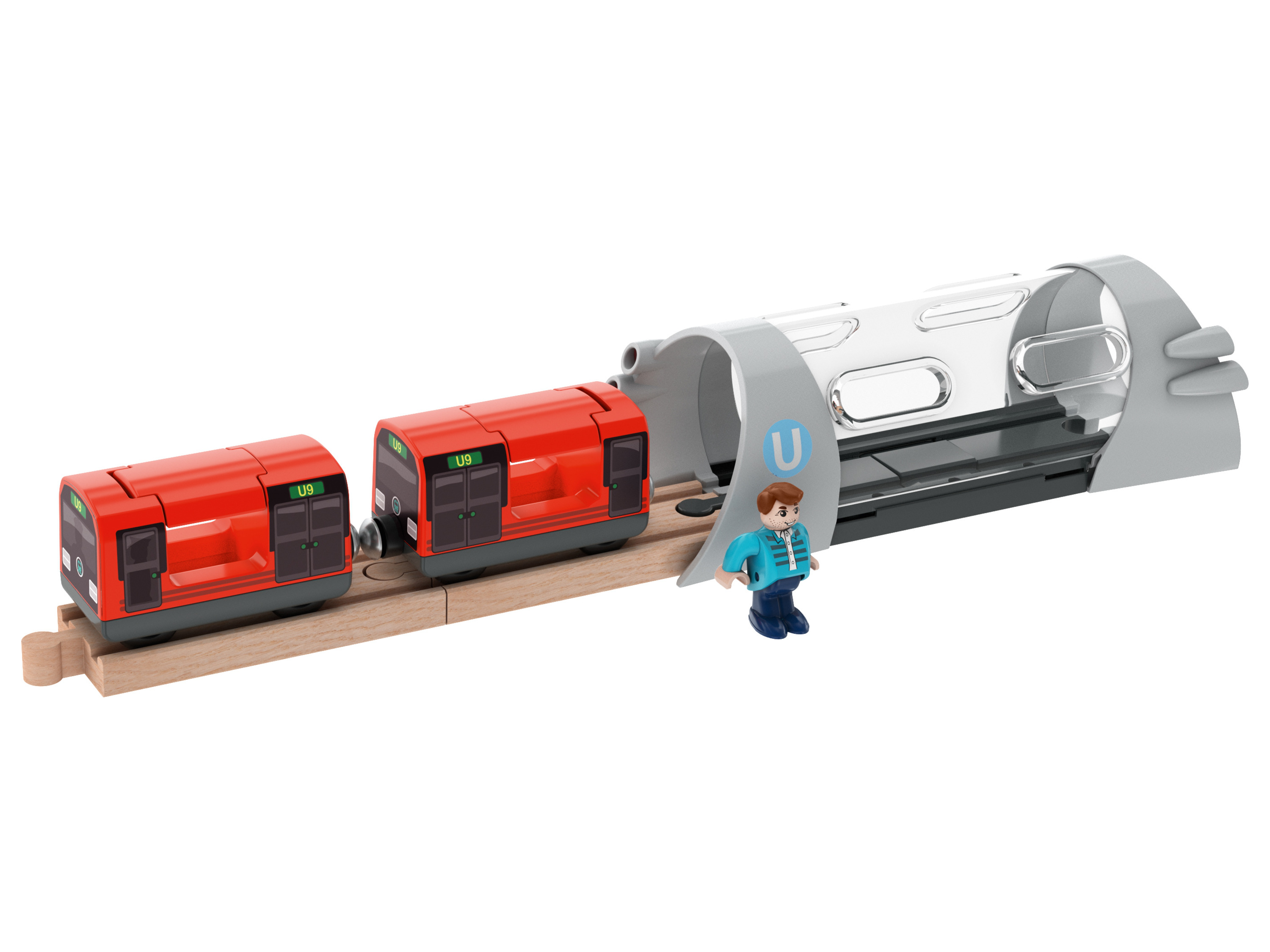 lupilu® Verladekran / Tunnel / Bogenbrücke / Mechanischer Bahnübergang, 5-teilig / 7-teilig (U-Bahn Tunnel)