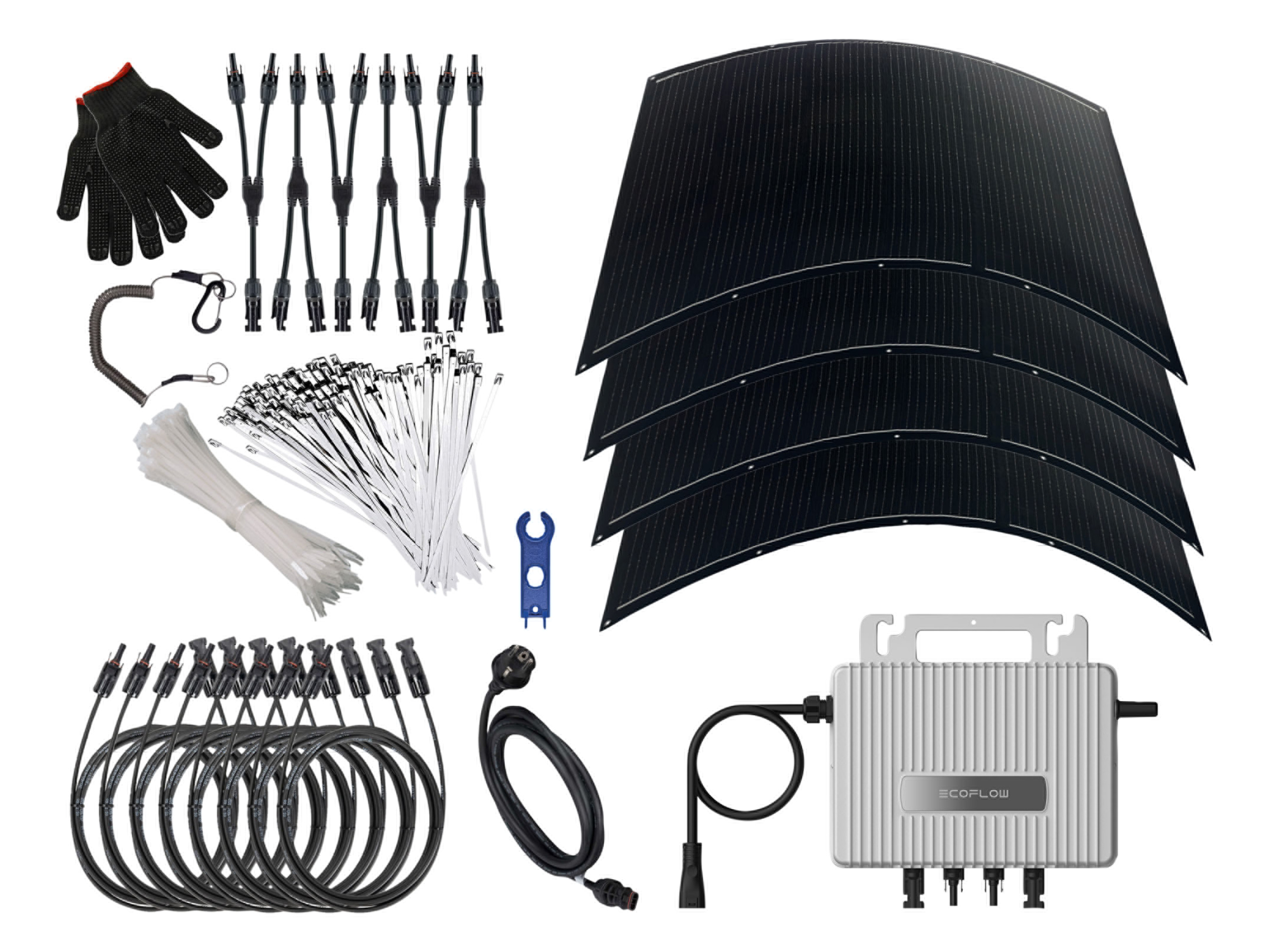 VALE GMBH Balkonkraftwerk 900Wp/800W, flexible Solarmodule, Full Black, WiFi, inkl. Befestigungsset''