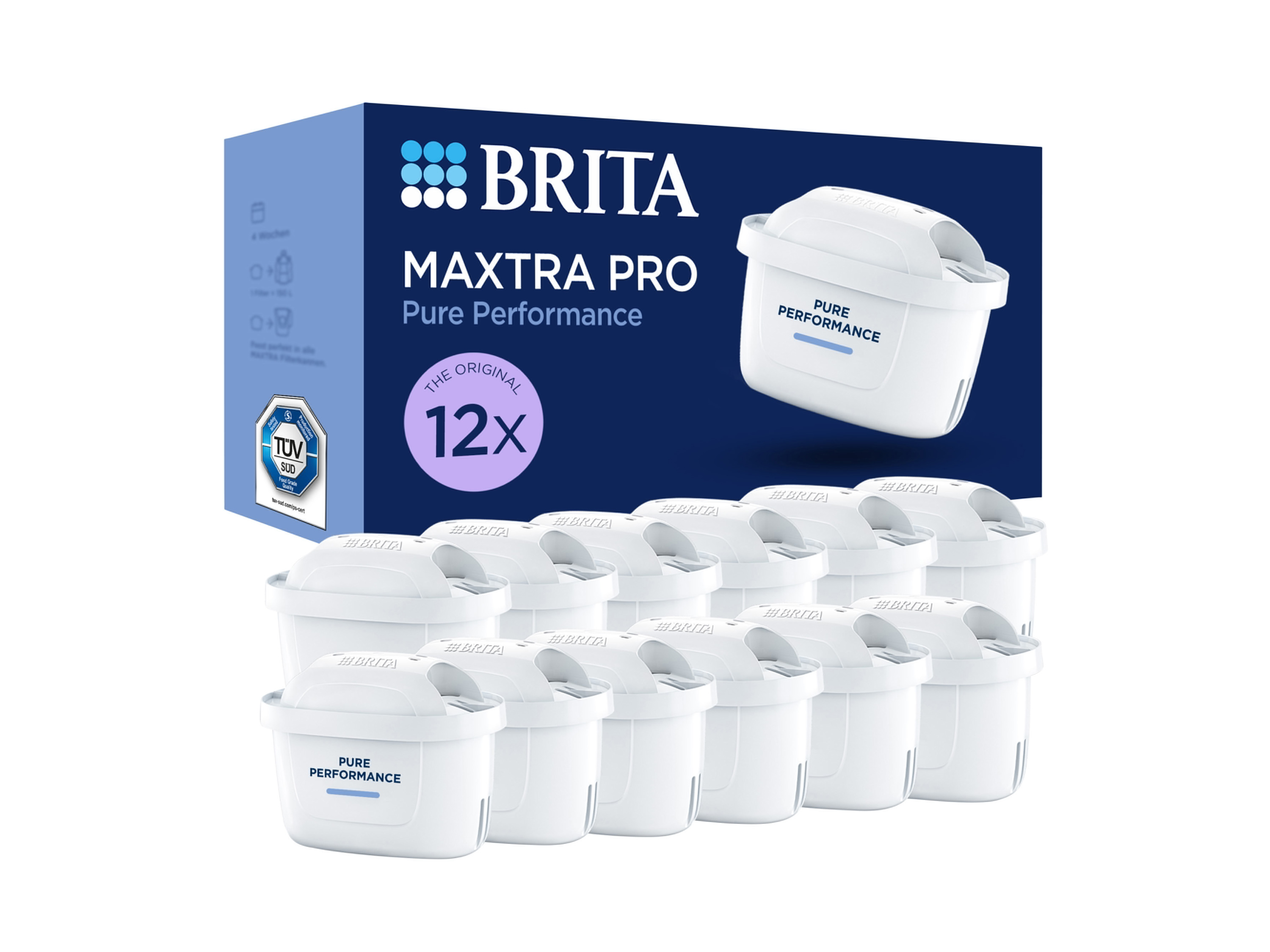 BRITA Wasserfilter-Ersatzkartusche MAXTRA PRO Pure Performance (12er Pack (Halbjahresvorrat))