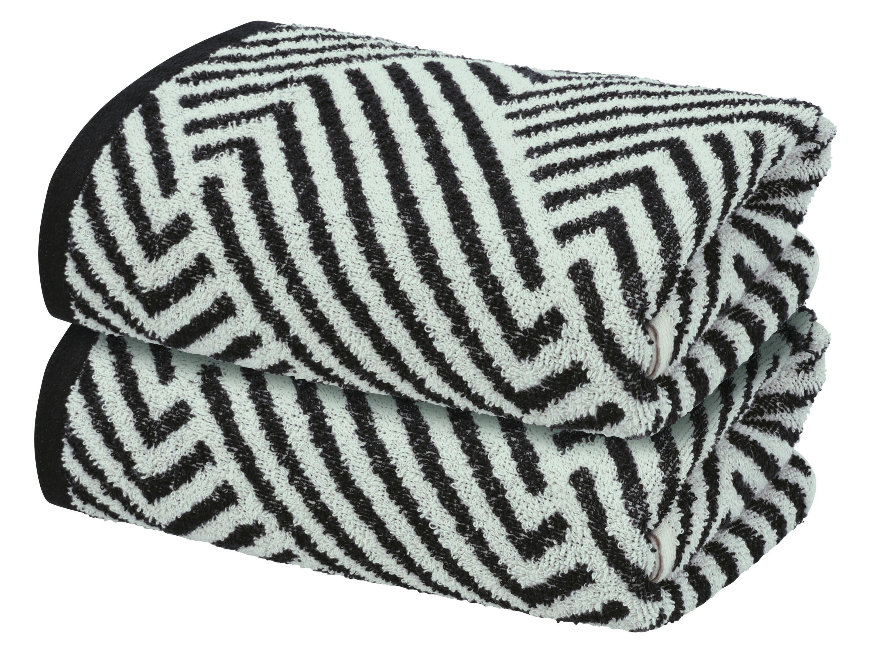 LIVARNO® Frottier-Handtücher, 2 Stück, 50 x 100 cm (Gemustert/schwarz)