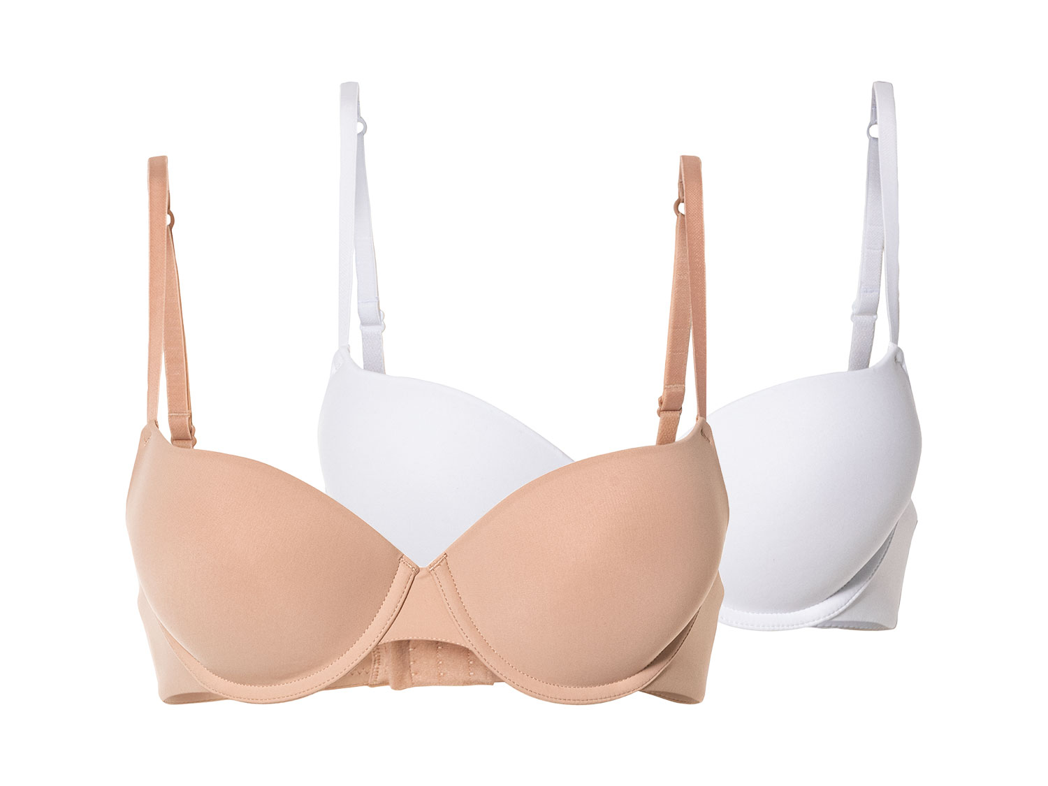 esmara® Damen Push Up BHs 2er Set (70A, beige/weiß)