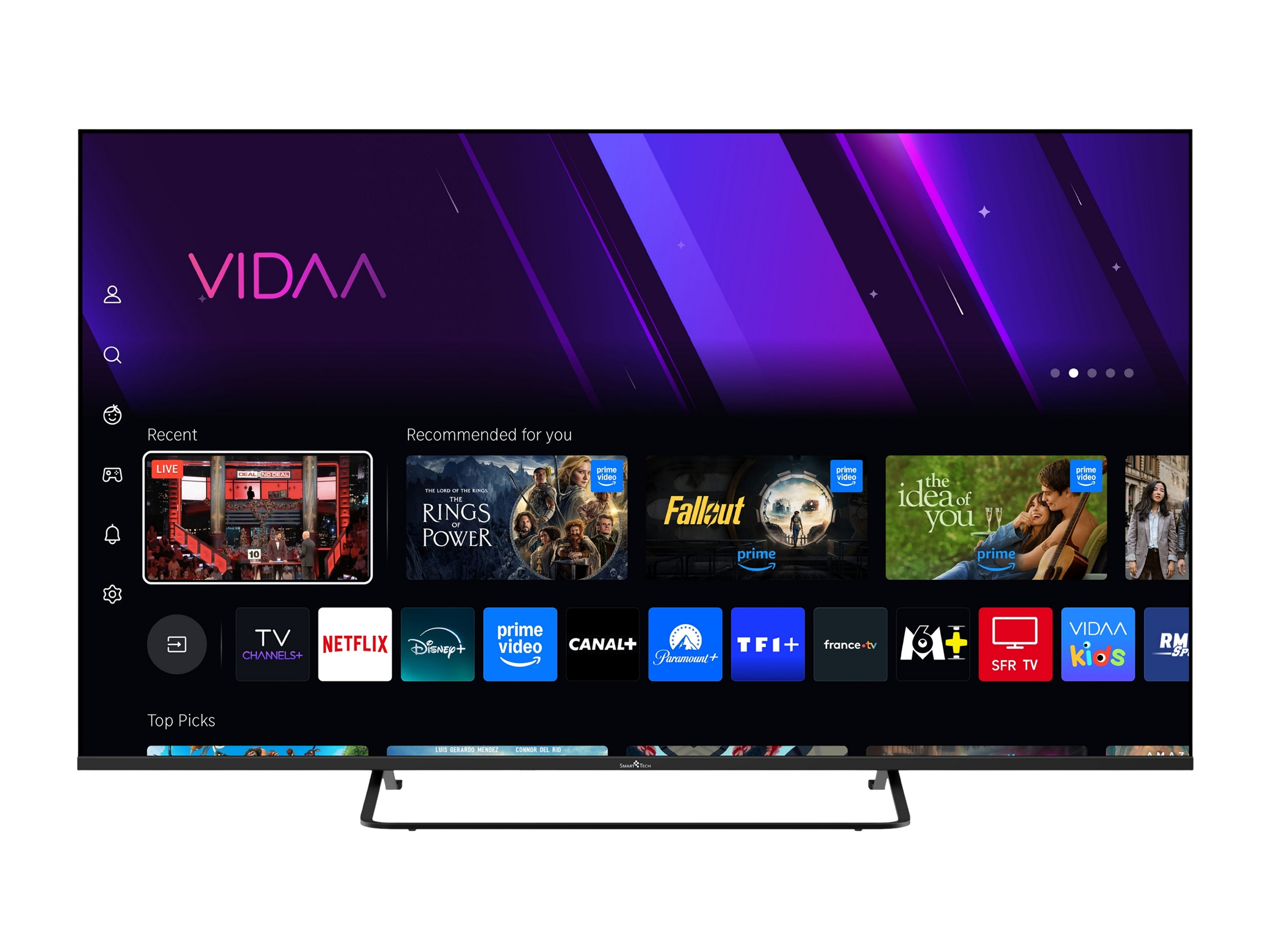 Smarttech QV02K QLED Fernseher Smart TV VIDAA HDR Fernseher mit 4K UHD, Bluetooth (50 Zoll)''