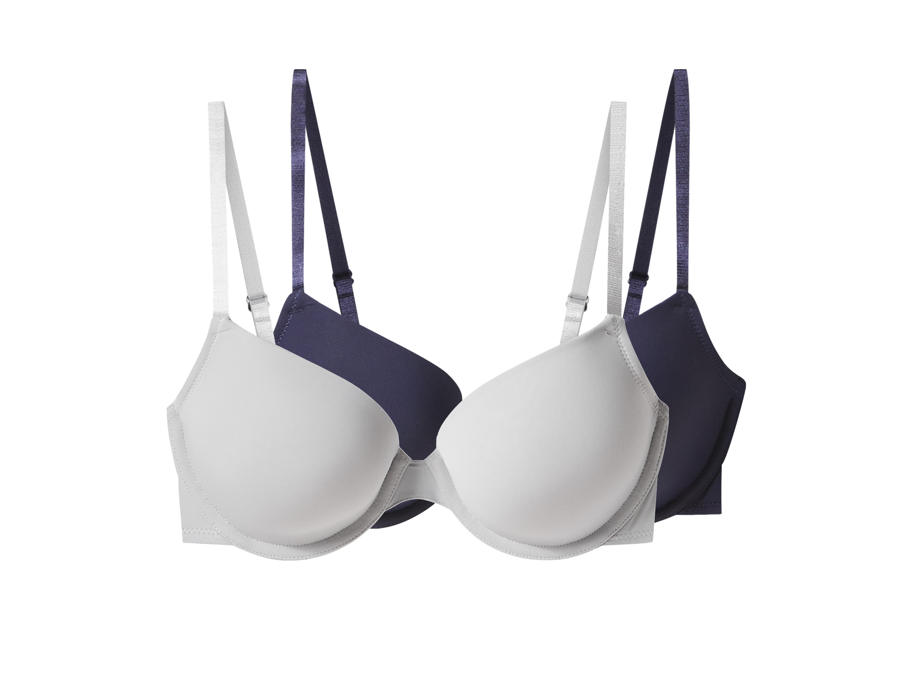 esmara® Damen Bügel-BHs, 2 Stück (navy/grau, 75B)