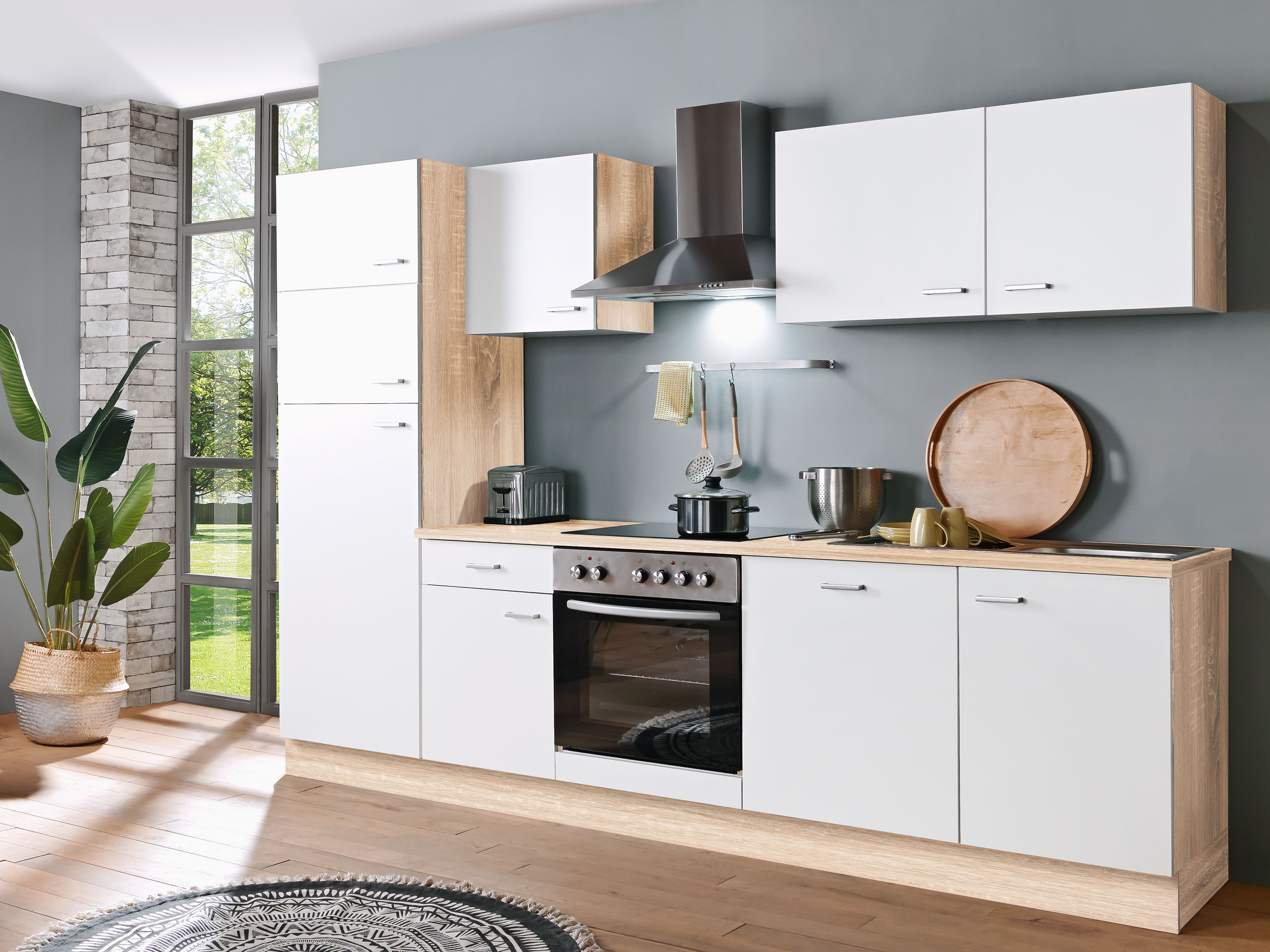 Menke Küchenblock Classic 1 (mit Geschirrspüler, 270 cm, Weiß, frei Verwendungsstelle)