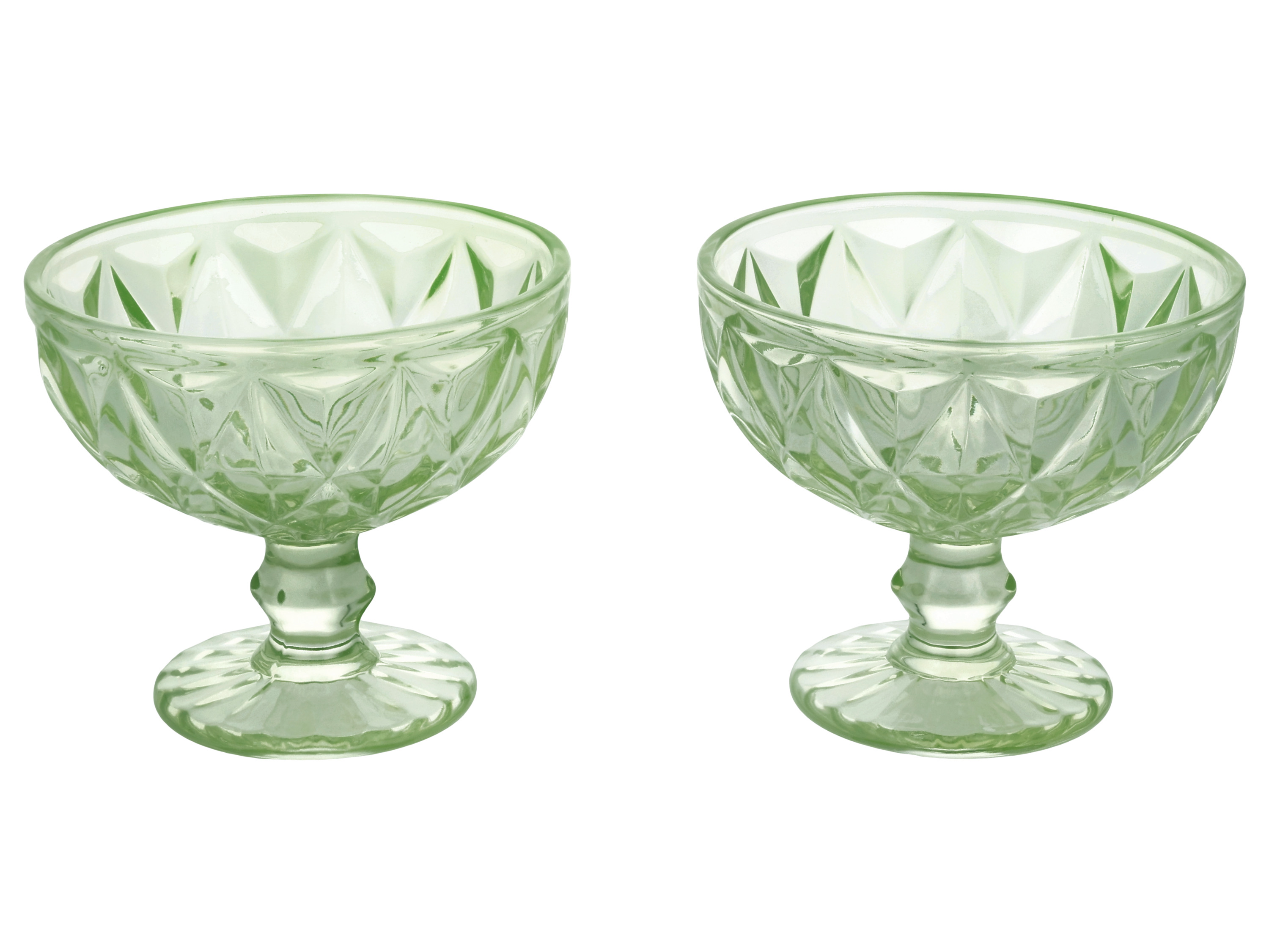 SILVERCREST® Glas-Eisbecher-Set / Glas-Eisschalen-Set (Eisbecher mit Fuß/mint)