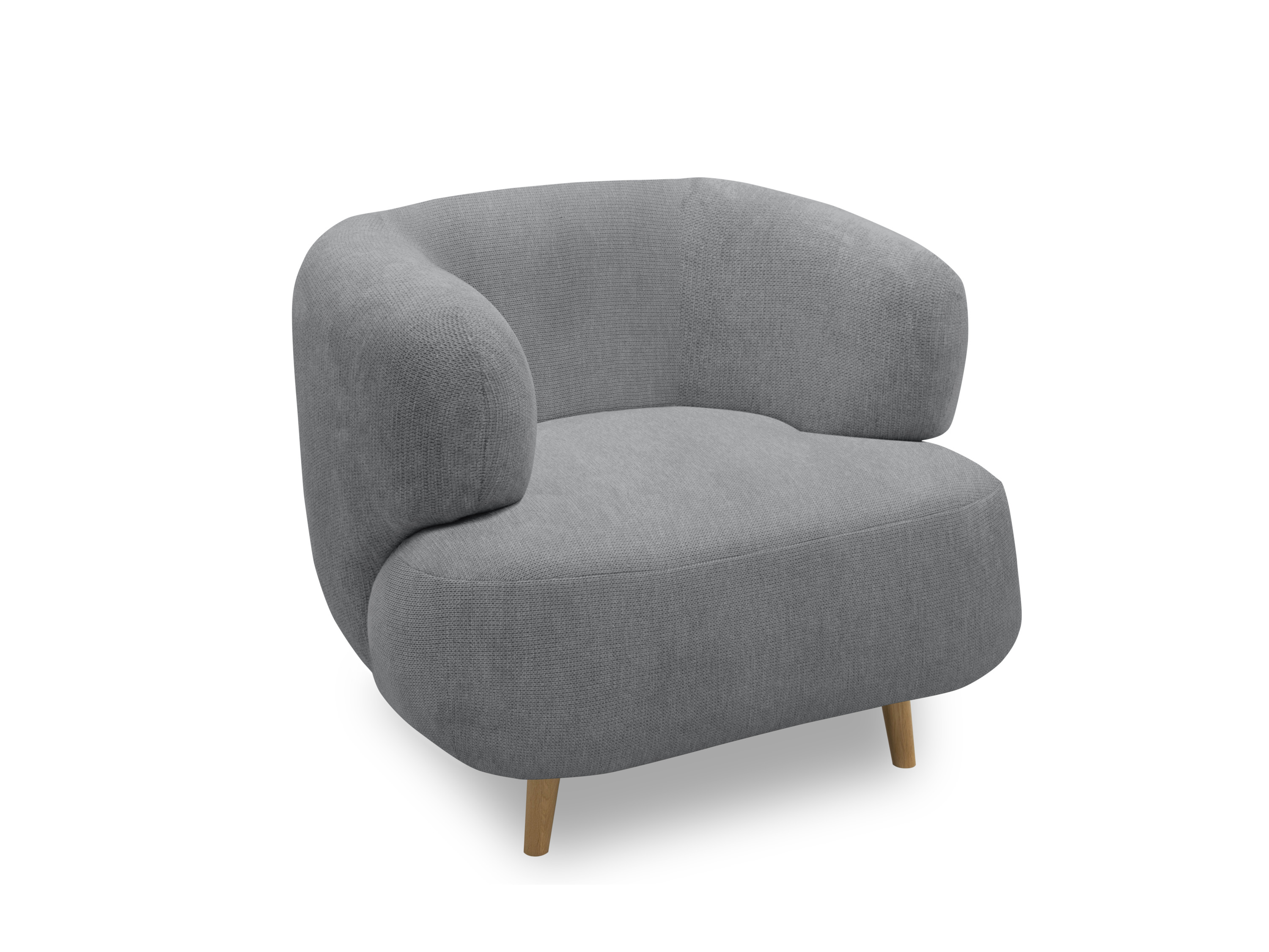 Domo 2-Sitzer Sofa / Sessel »Brest«, im modernen Design (Sessel + Holzfüße, 90x86cm, Grau)