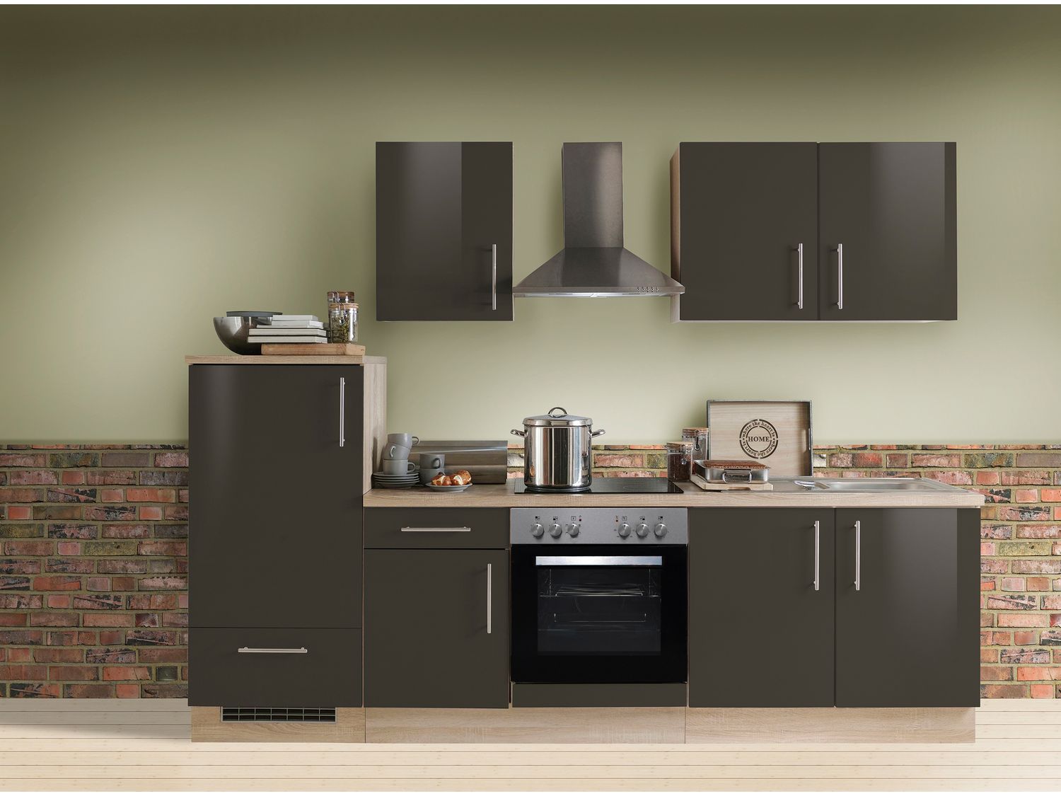 Menke Küchenblock Premium 270/280/300/310cm (ohne Geschirrspüler, 270 cm / Lava, frei Verwendungsstelle)