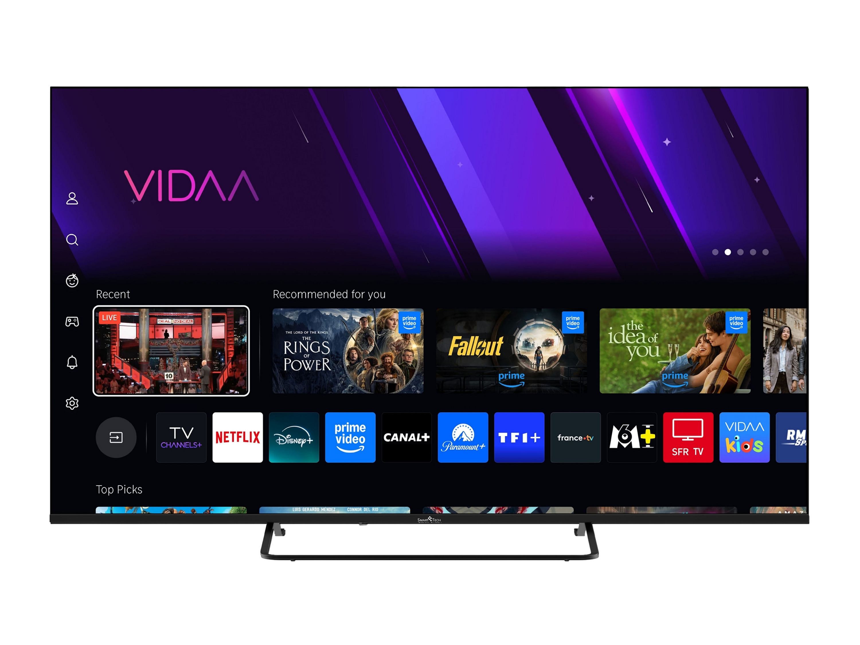Smarttech QV02K QLED Fernseher Smart TV VIDAA HDR Fernseher mit 4K UHD, Bluetooth (55 Zoll)