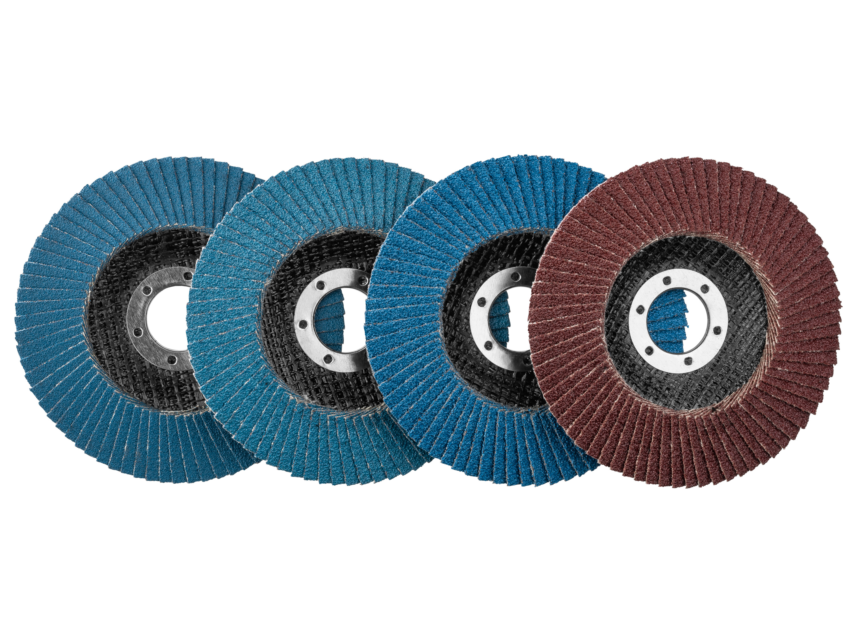 PARKSIDE® Fächerscheiben-Set / Klettschleifteller mit Schleifpapier-Set / Reinigungsscheibe / Schruppscheiben-Set (Fächerschleifscheiben 4tlg.)