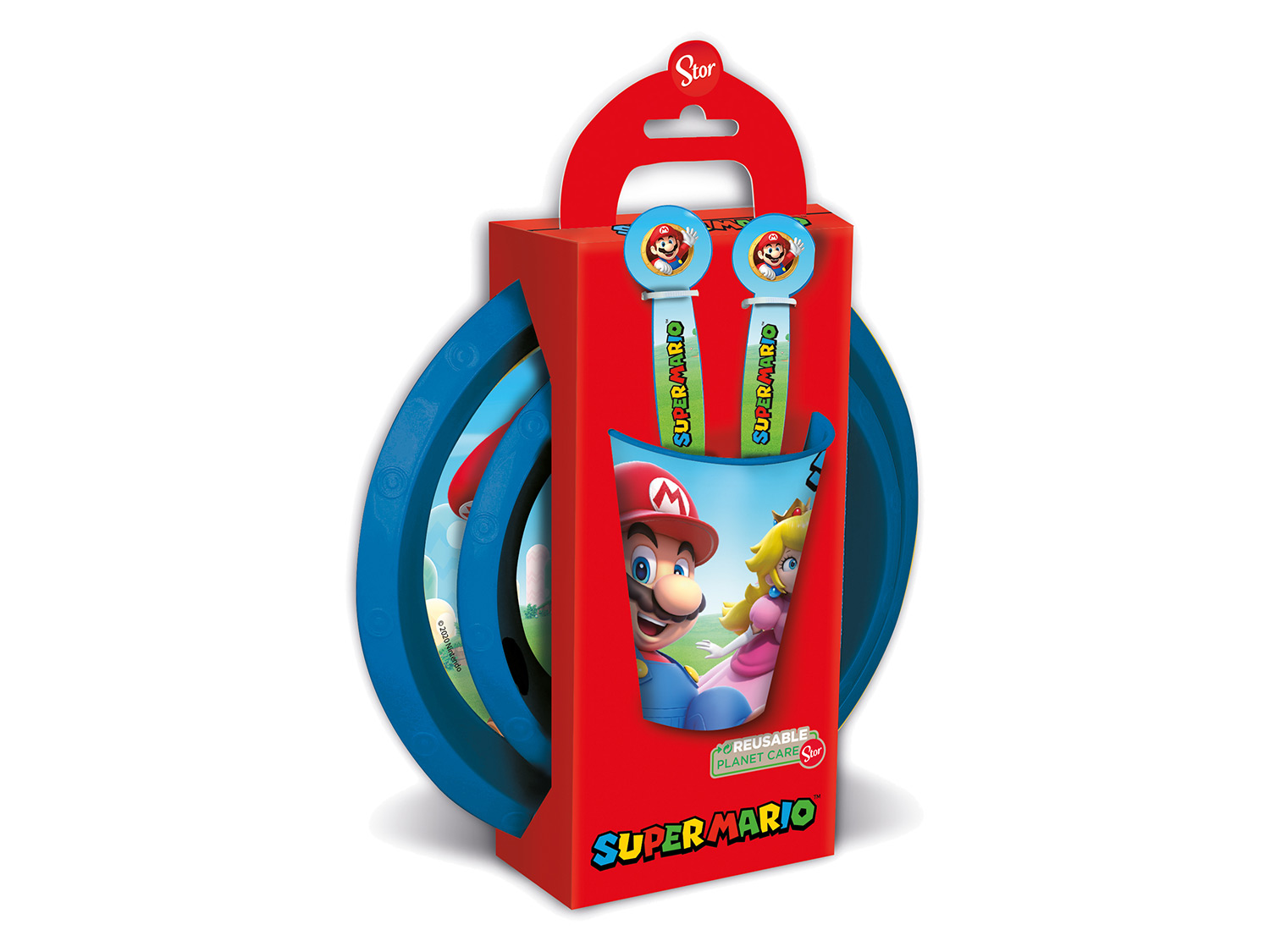 Nintendo Super Mario Trinkflasche, Sandwichbox, Geschirr-Set (Geschirr Set 5tlg.)