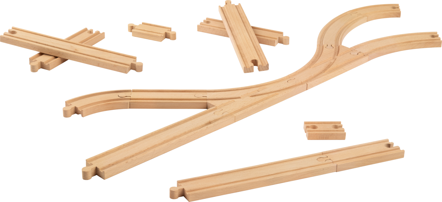 LUPILU® Holz Eisenbahn-Schienenset (Schienen Strecken Set)