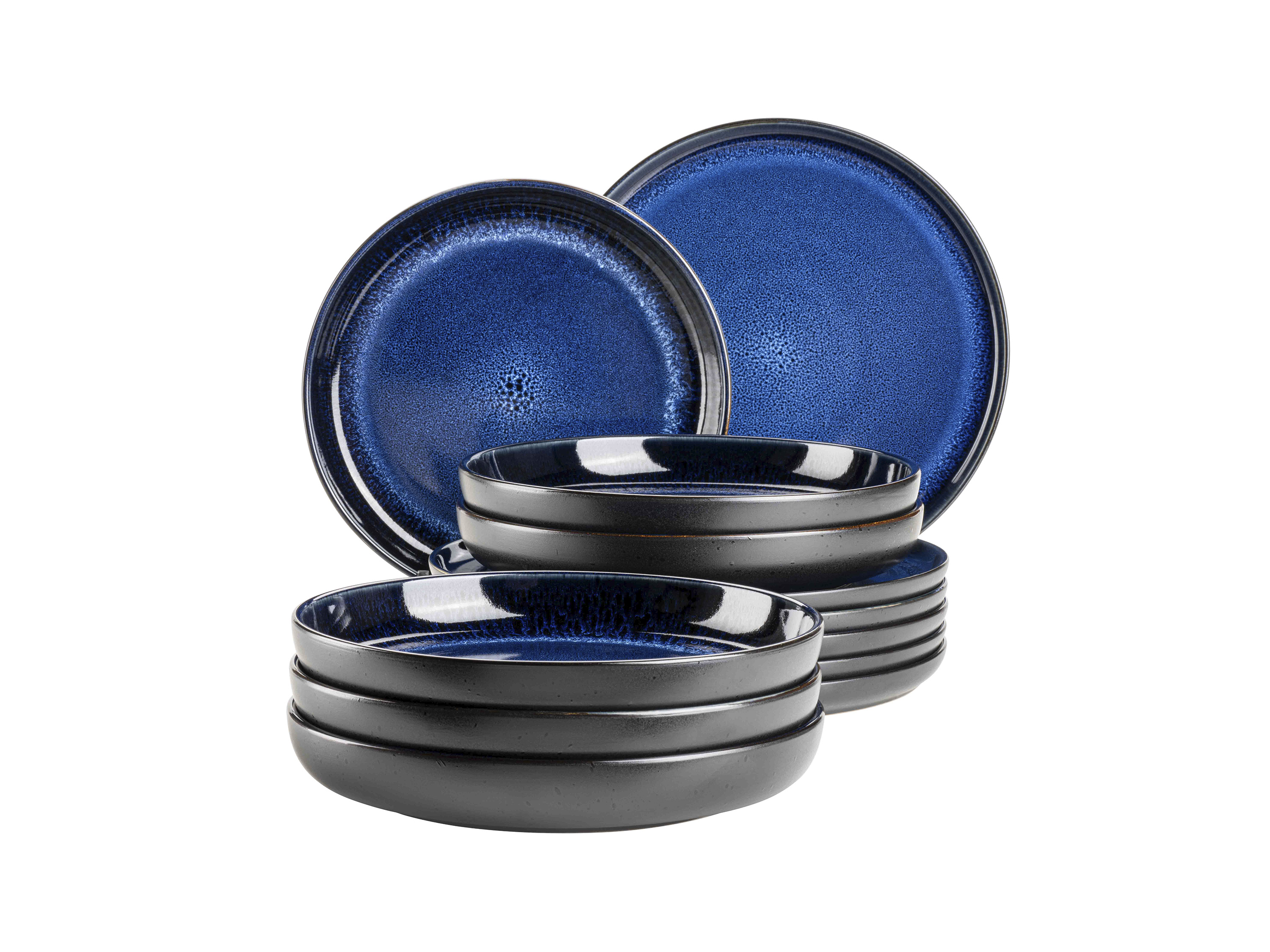 MÄSER Serie Niara, Tafelservice, 12 tlg (Schwarz / Blau)