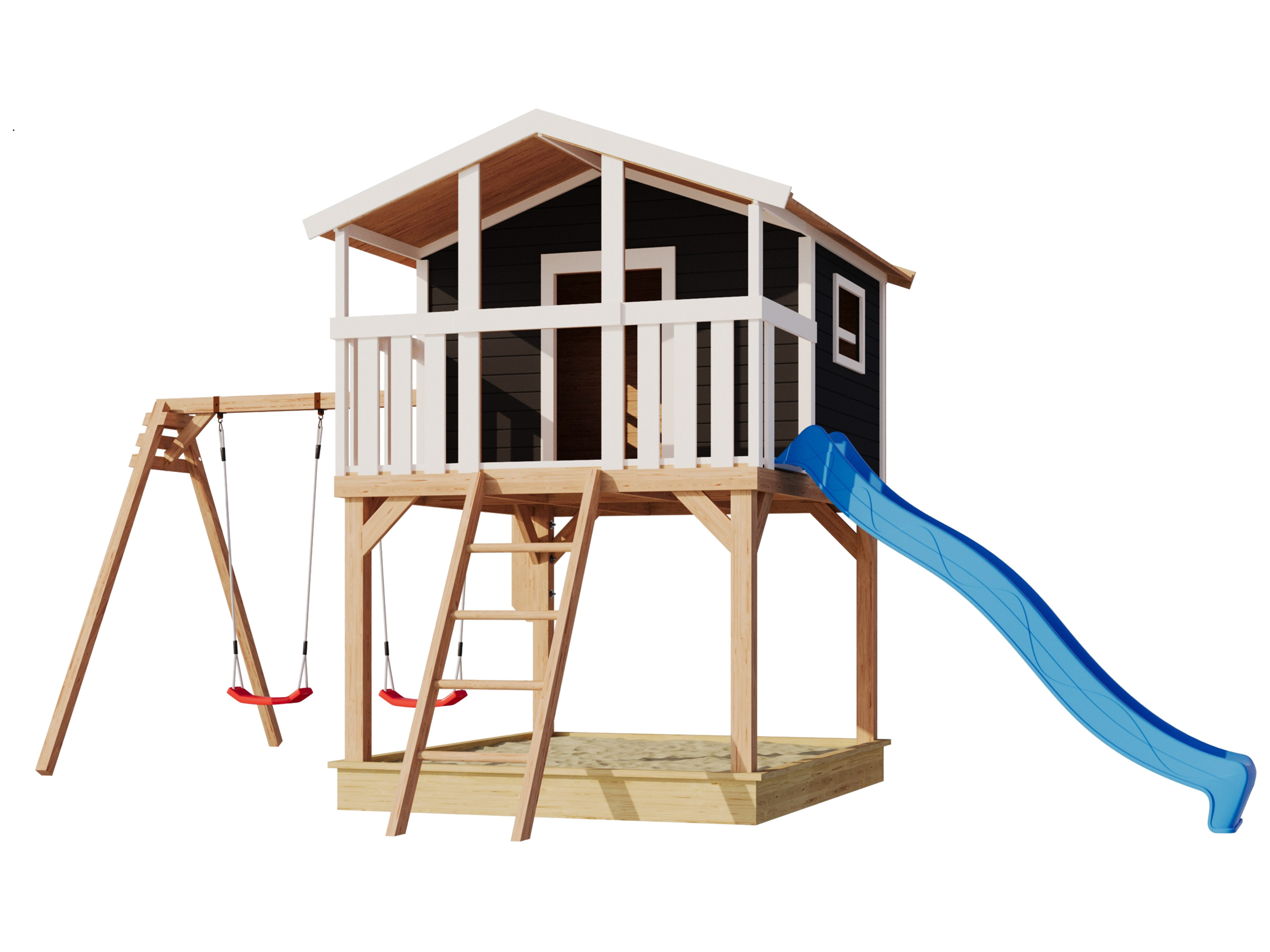 KARIBU Premium Stelzenhaus Benni - XXL Spielhaus (terragrau)