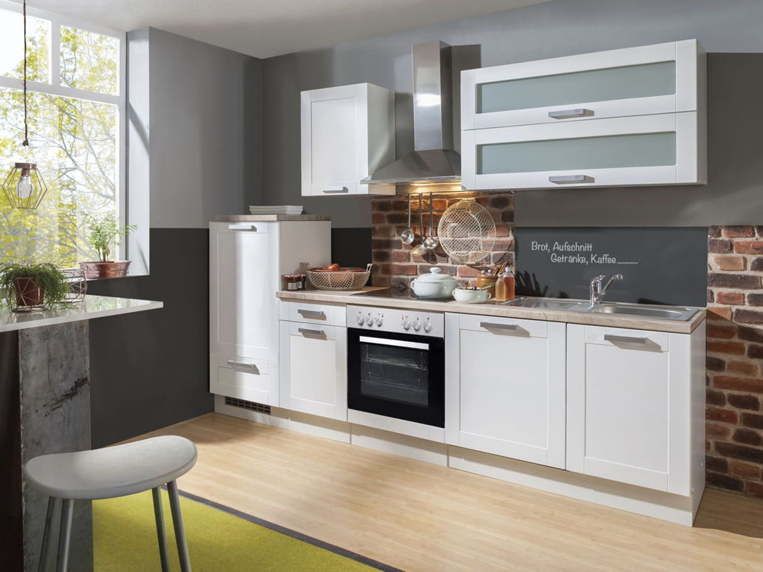 Menke Küchenblock Premium 270/280/300/310cm (mit Geschirrspüler, 270 cm / Landhaus weiss, frei Verwendungsstelle)