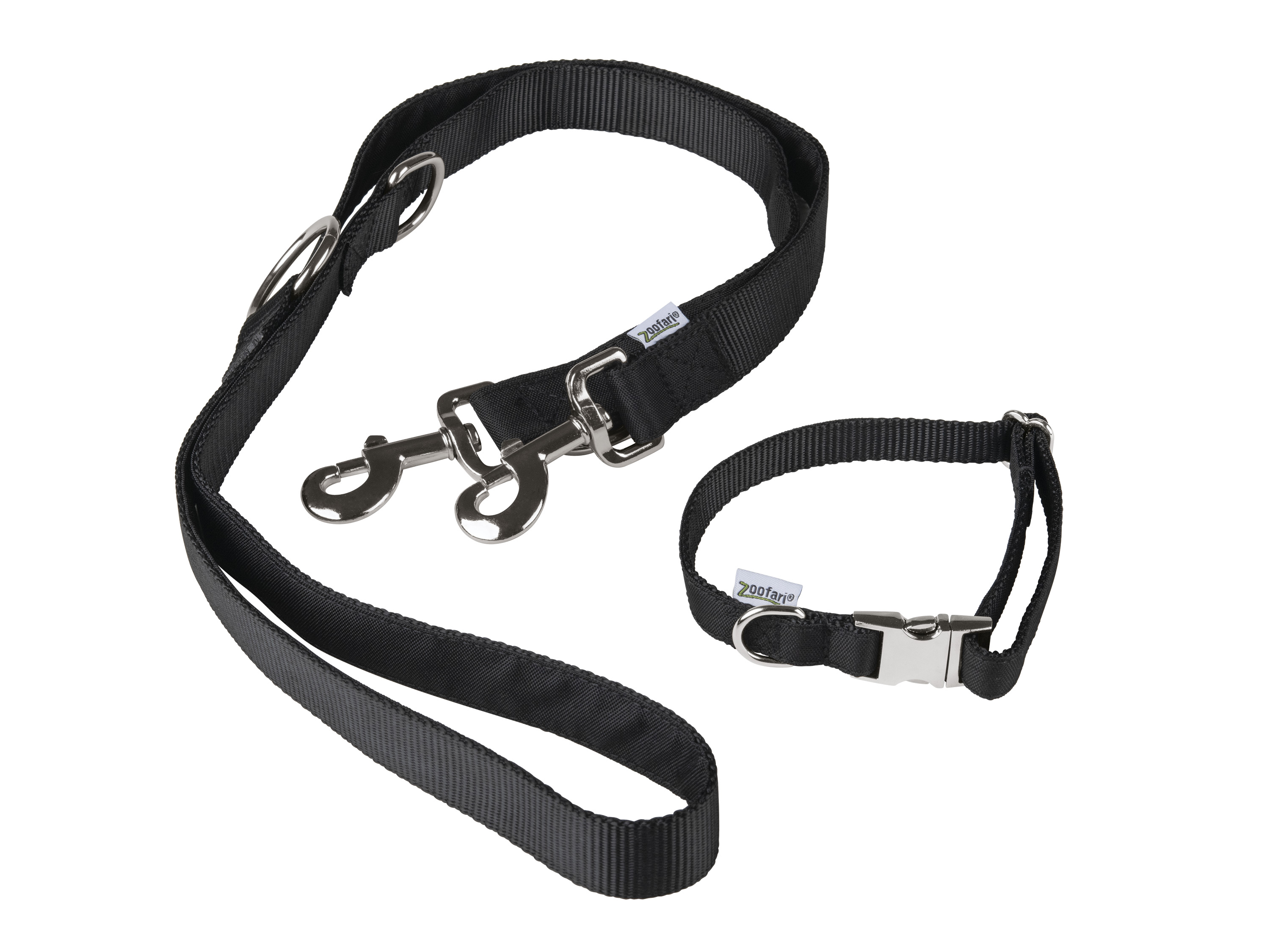 ZOOFARI® Set Hundehalsband und Hundeleine (Schwarz, S)