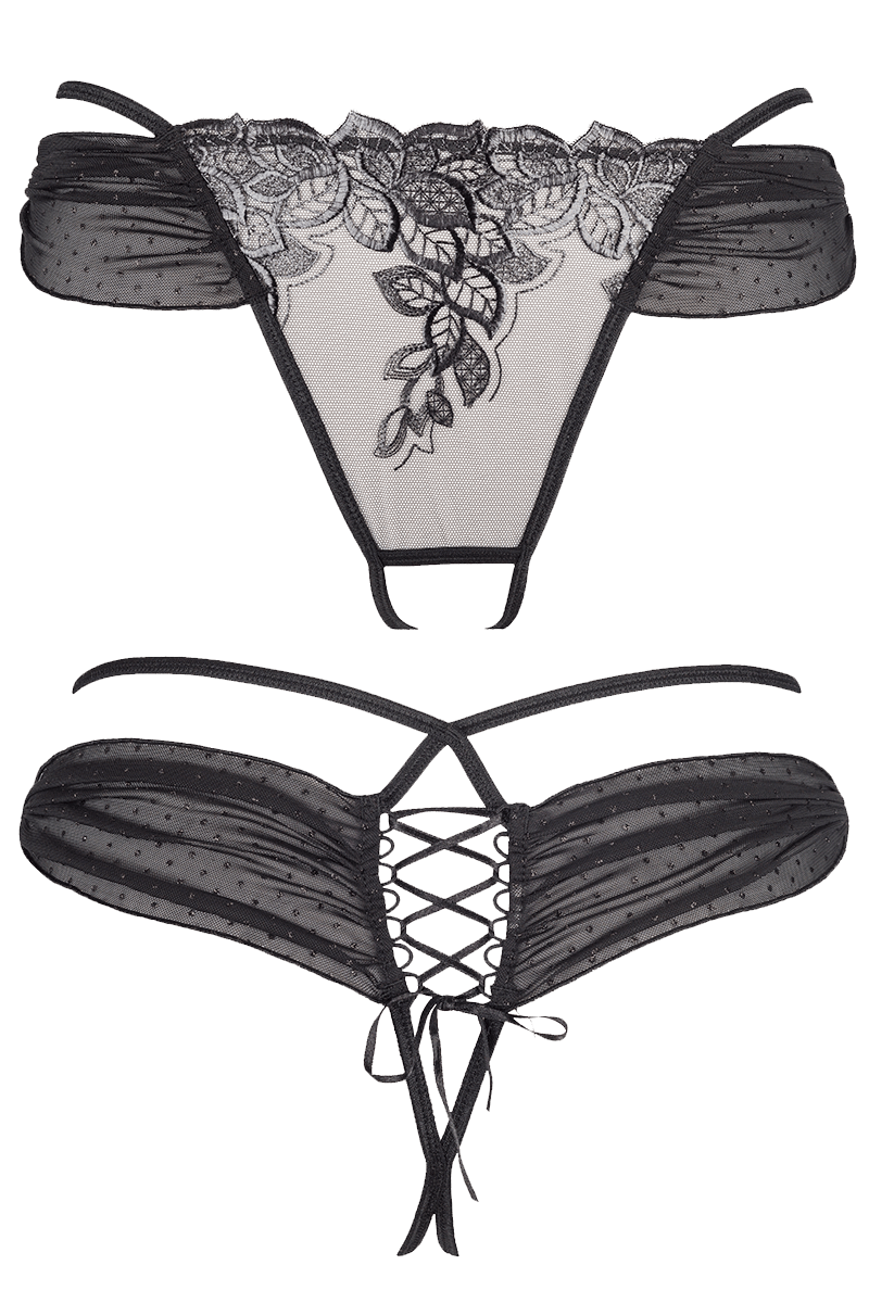 Ouvert String mit Tüll Plus Size