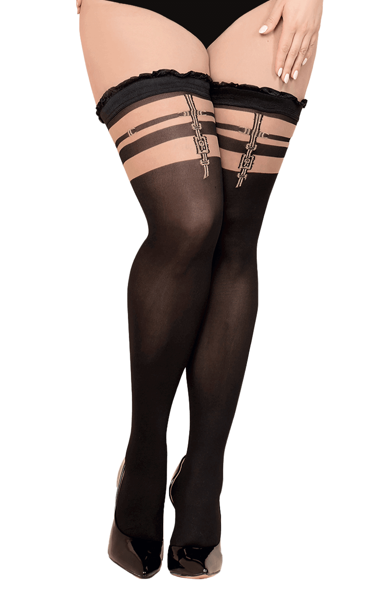 Strümpfe mit Mustern und Rüschen Plus Size