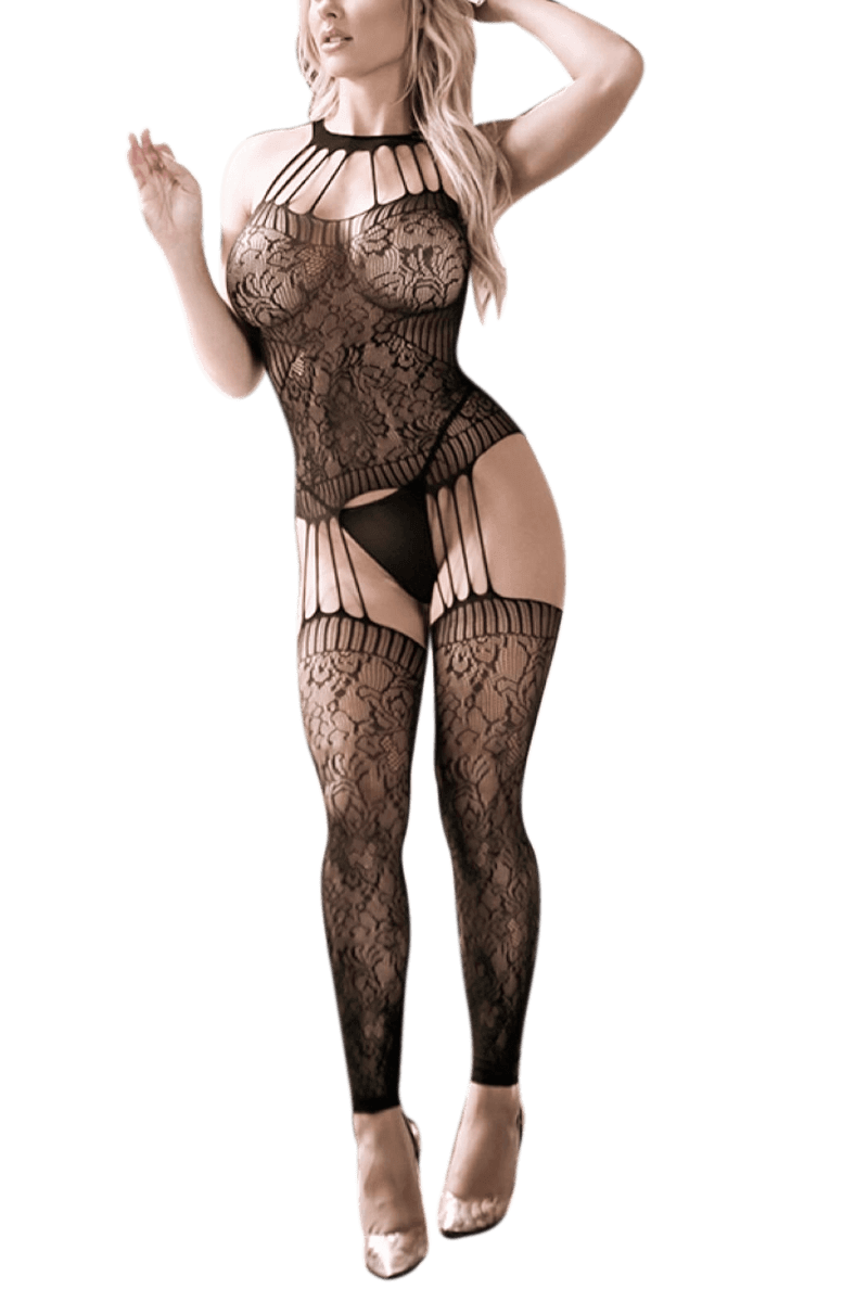 Ouvert Catsuit im Strapslook