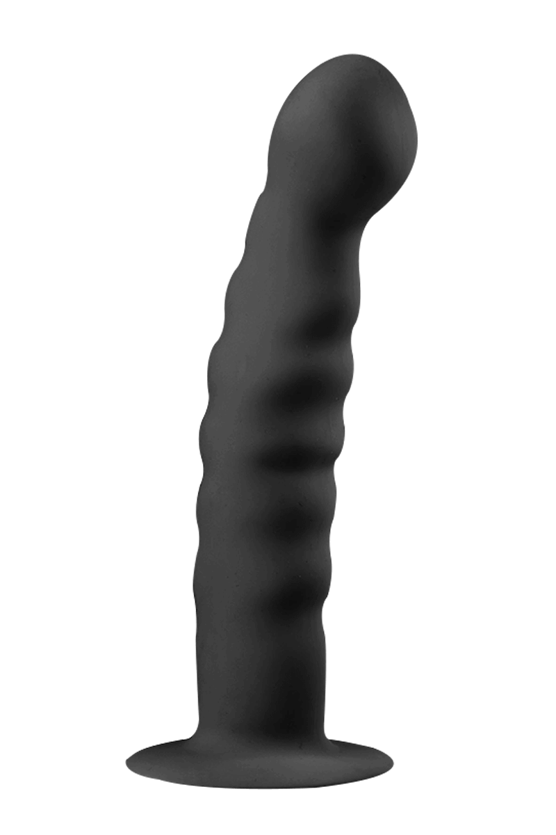 Saugnapf-Dildo mit geripptem Schaft schwarz - Ø 2,8cm | 14,5cm